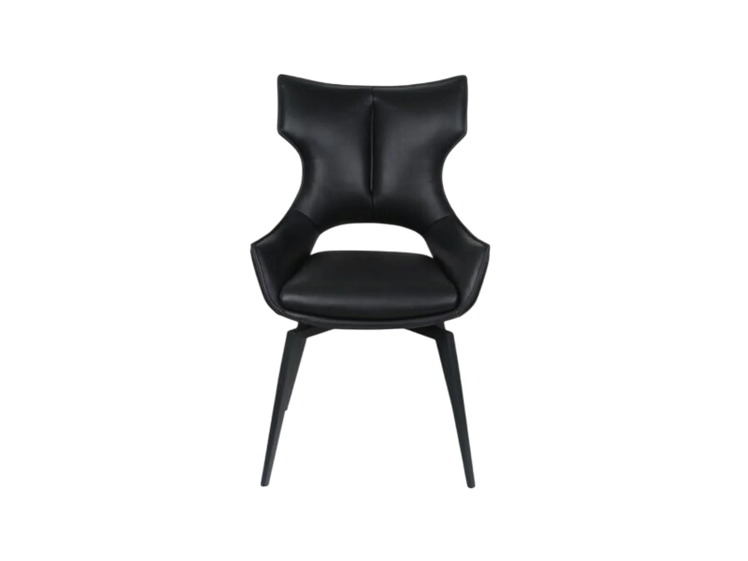 Chaise pivotante cuir noir dossier ouvert (lot de 2) LOMBARDIE