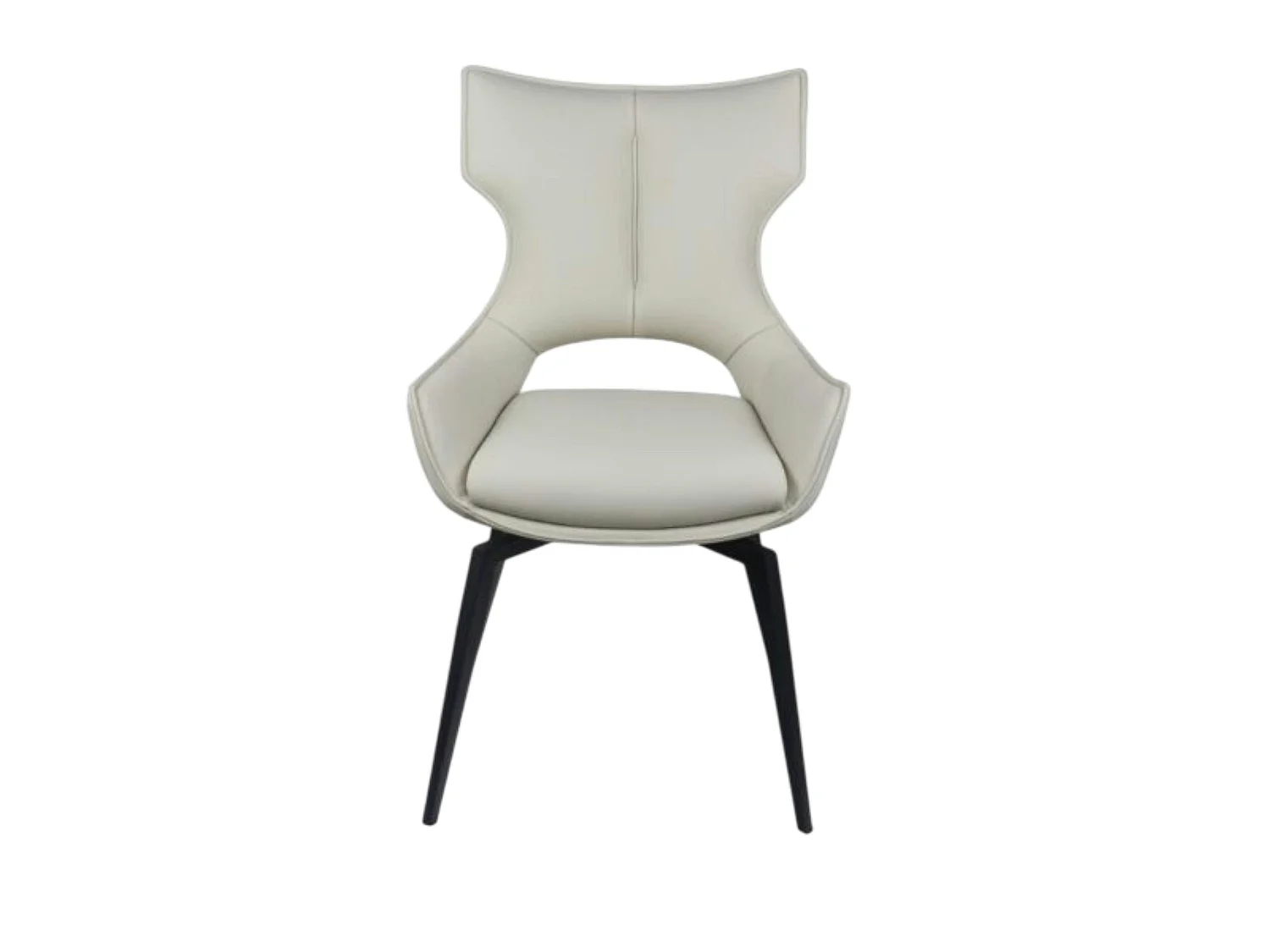 Chaise pivotante cuir ivoire dossier ouvert (lot de 2) LOMBARDIE
