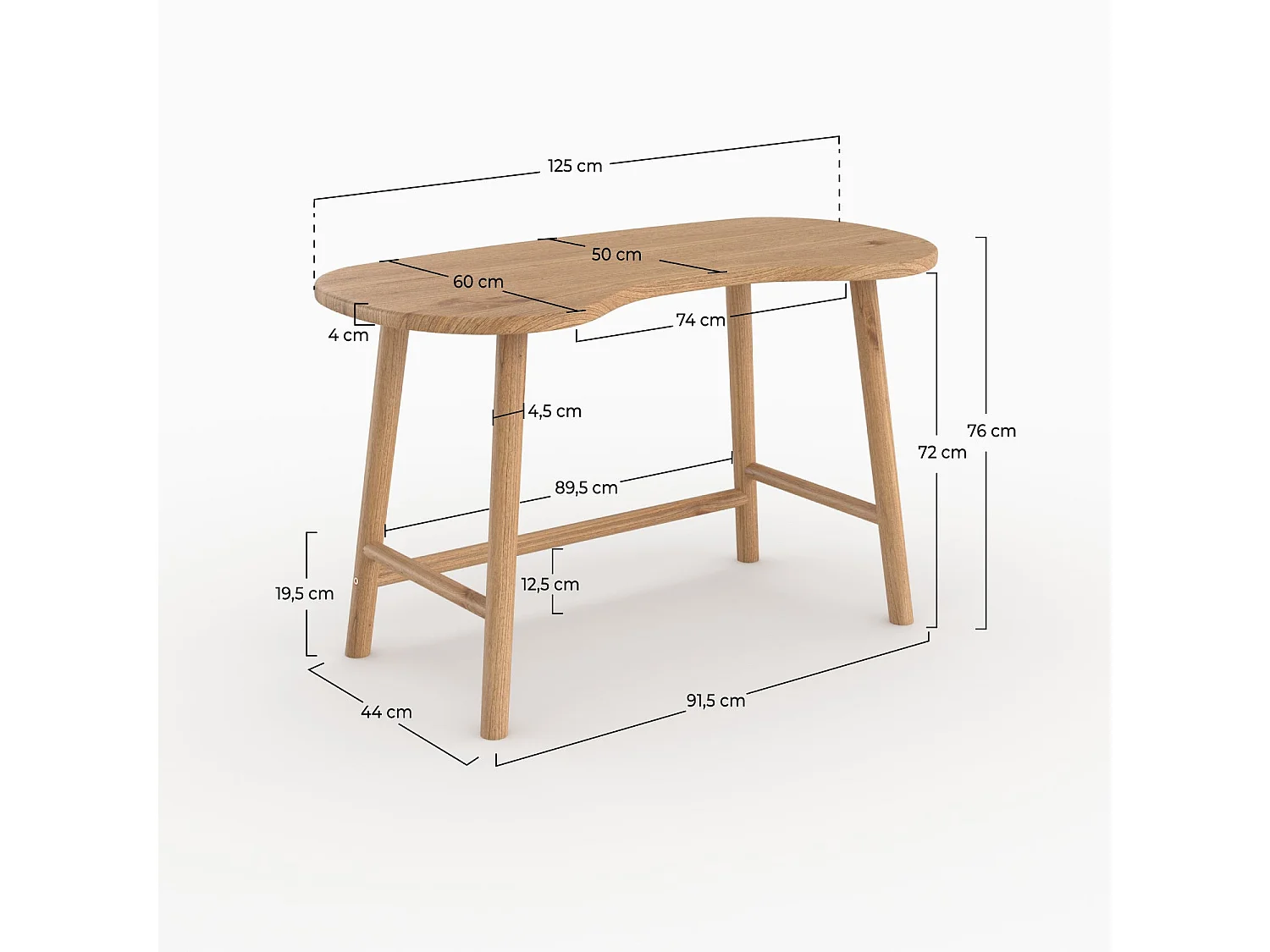 Scrivania in legno massello di mindi - Brandan