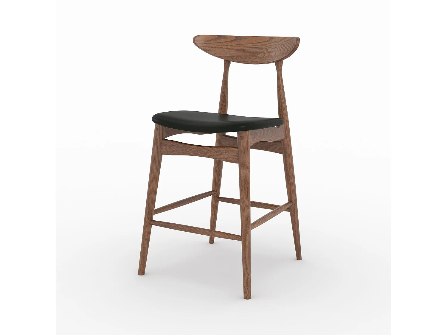 Lot de 2 chaises pour ilot central 63,5 cm en cuir synthétique noir  - Josette