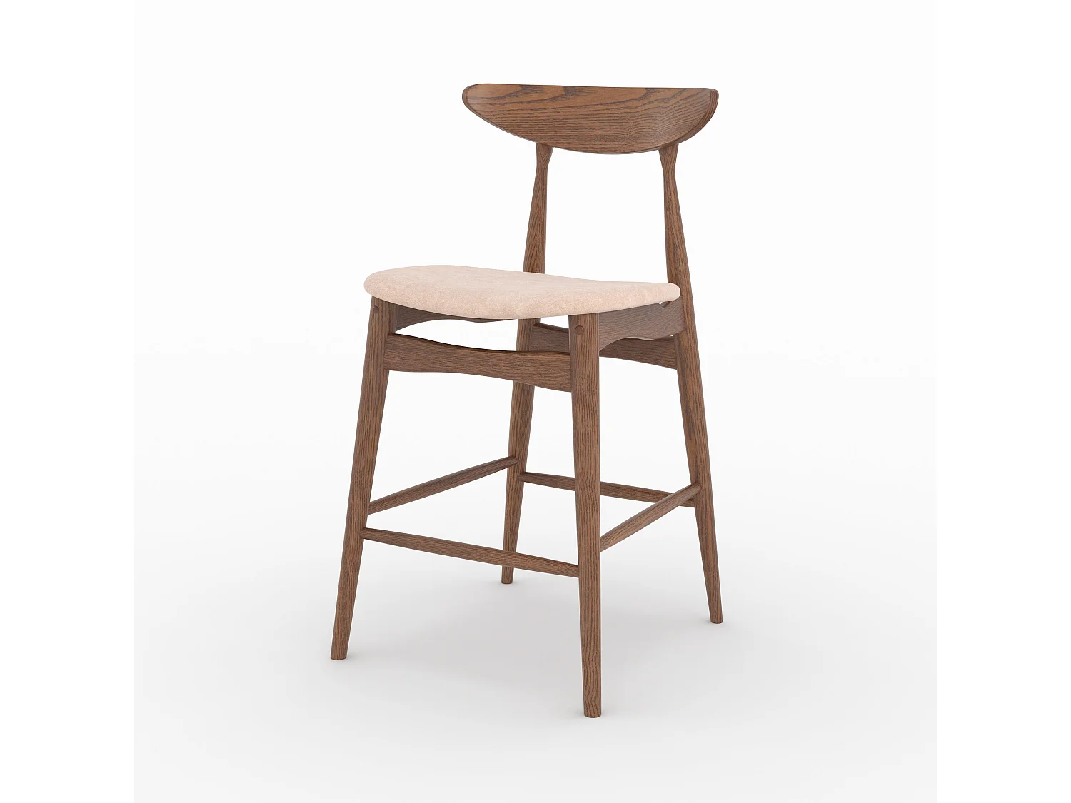 2er Set Stühle für 63,5 cm Insel in beige Stoff und Holz - Josette