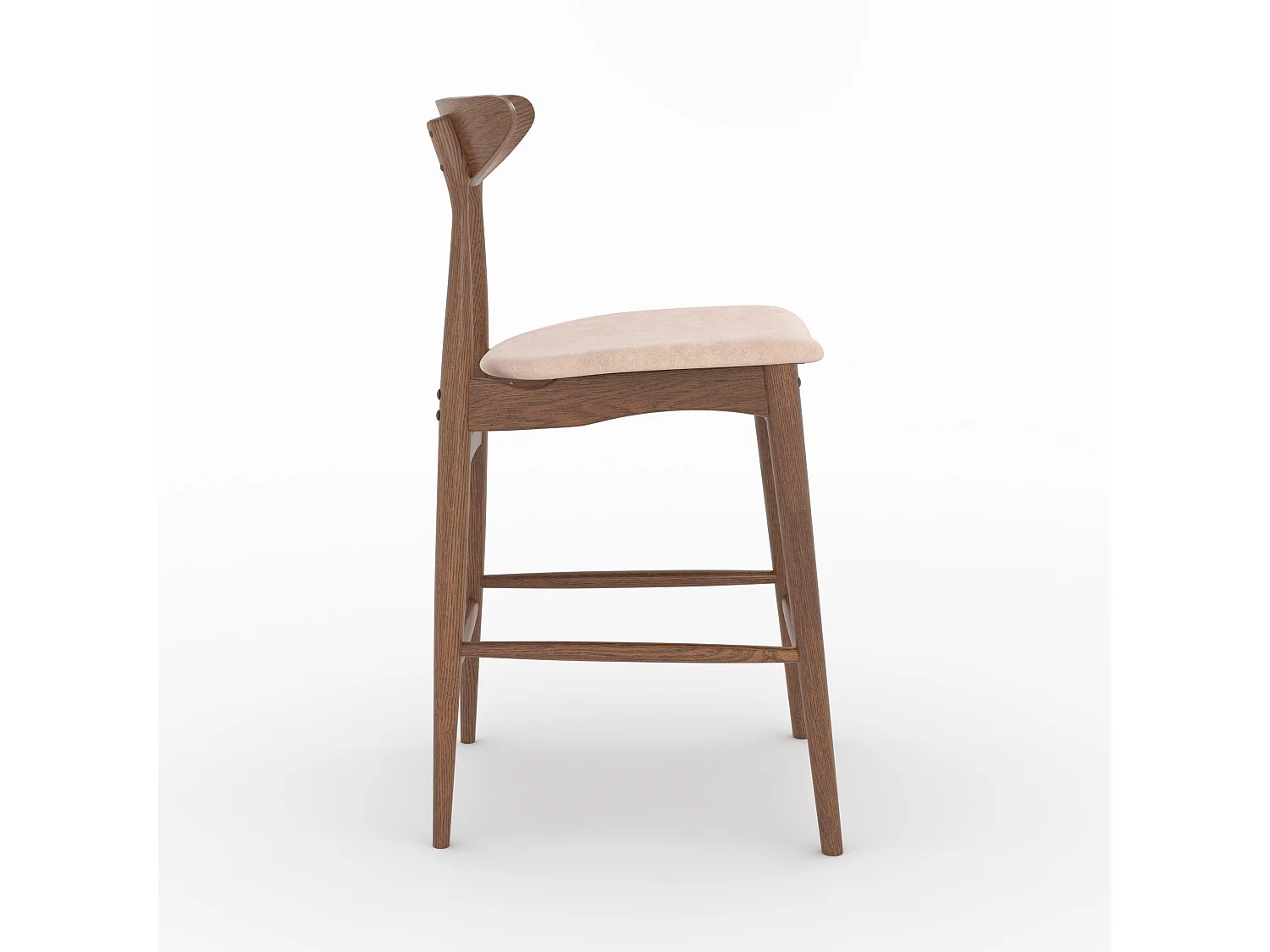 2er Set Stühle für 63,5 cm Insel in beige Stoff und Holz - Josette