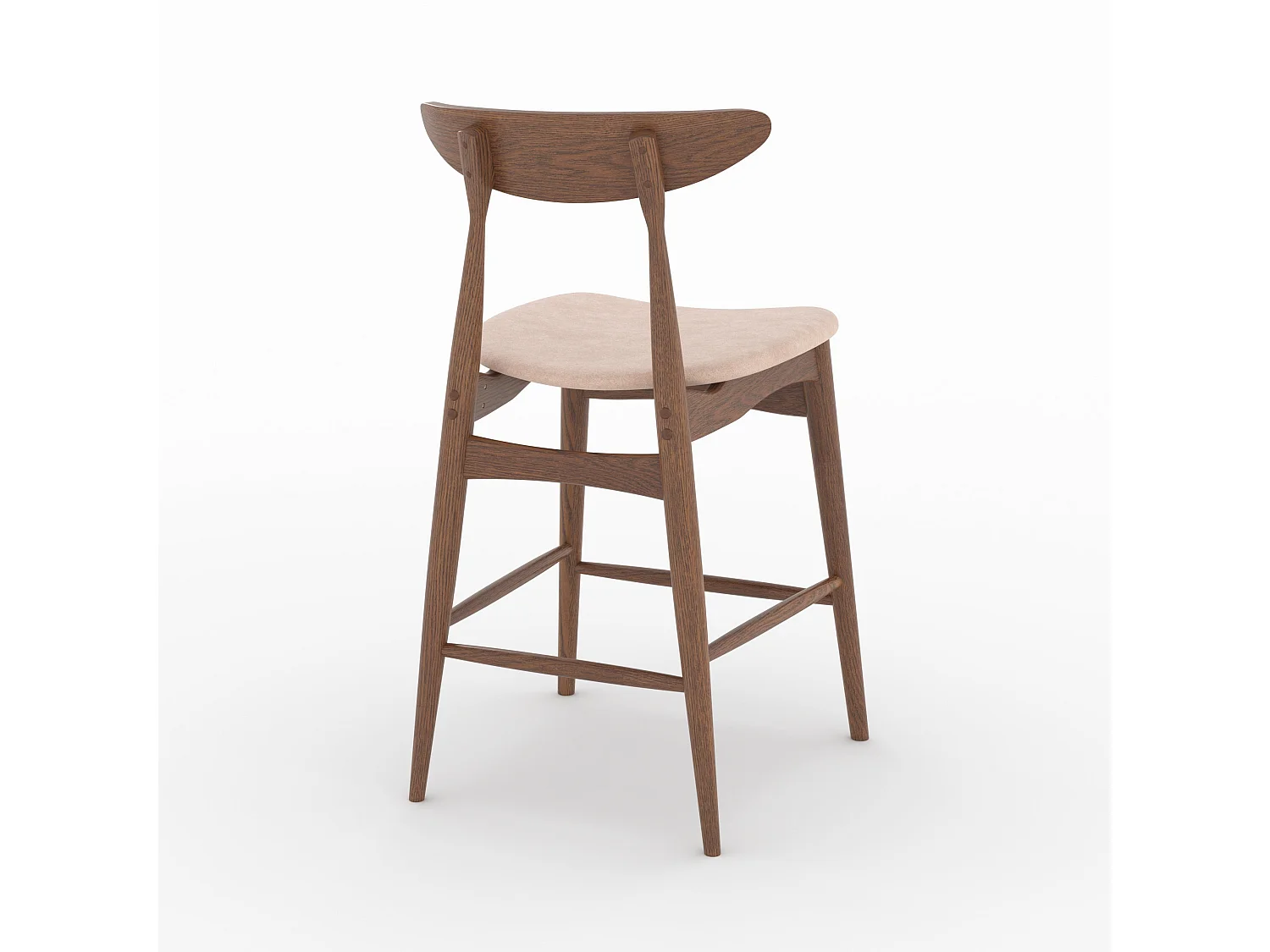 2er Set Stühle für 63,5 cm Insel in beige Stoff und Holz - Josette