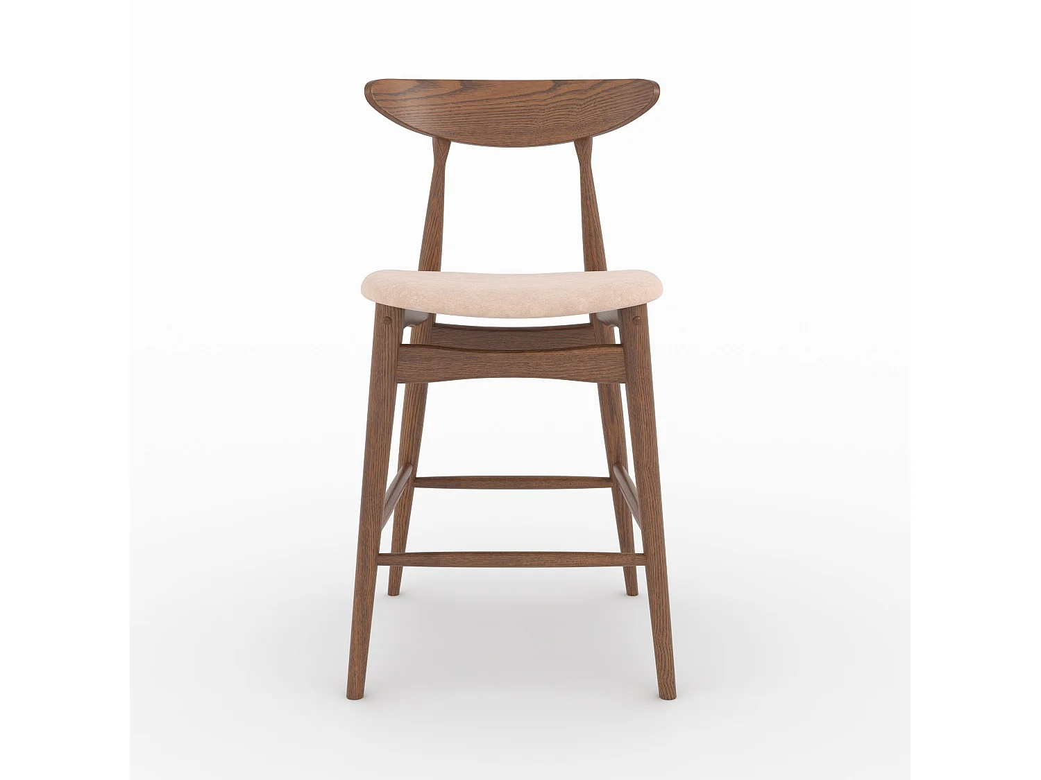 2er Set Stühle für 63,5 cm Insel in beige Stoff und Holz - Josette