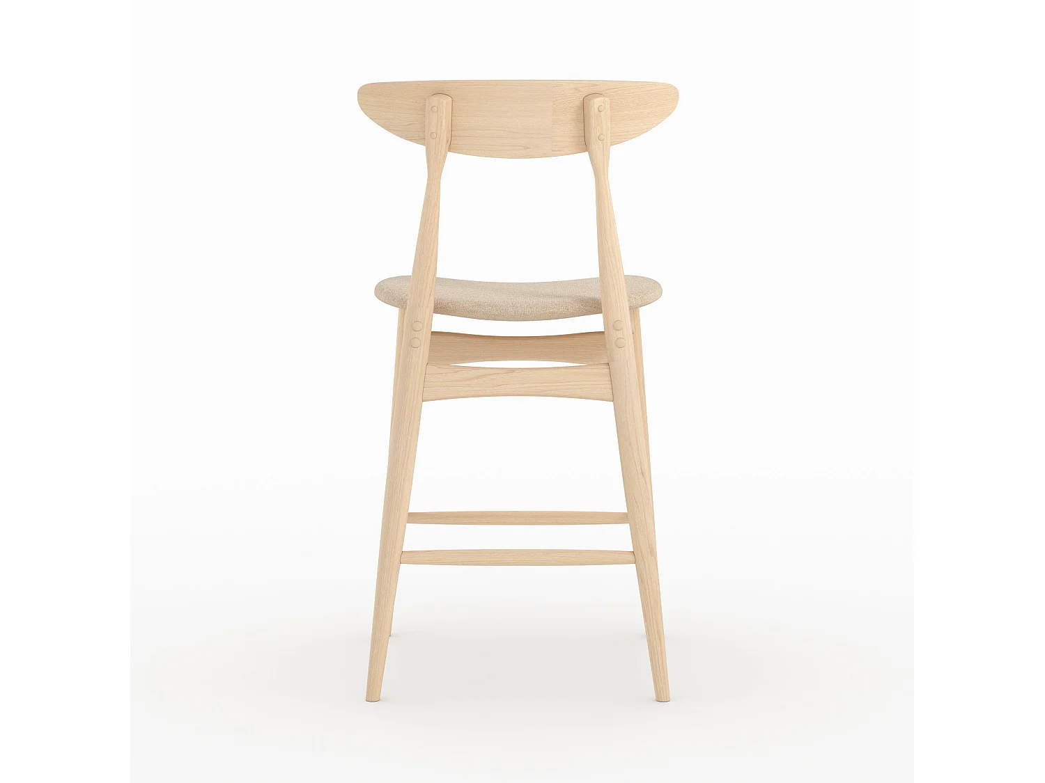 Lot de 2 chaises pour ilot central 63,5 cm en tissu beige et bois - Josette