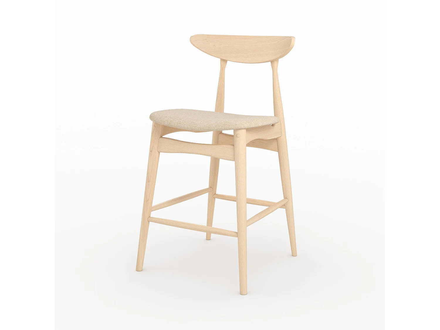 Lot de 2 chaises pour ilot central 63,5 cm en tissu beige et bois - Josette
