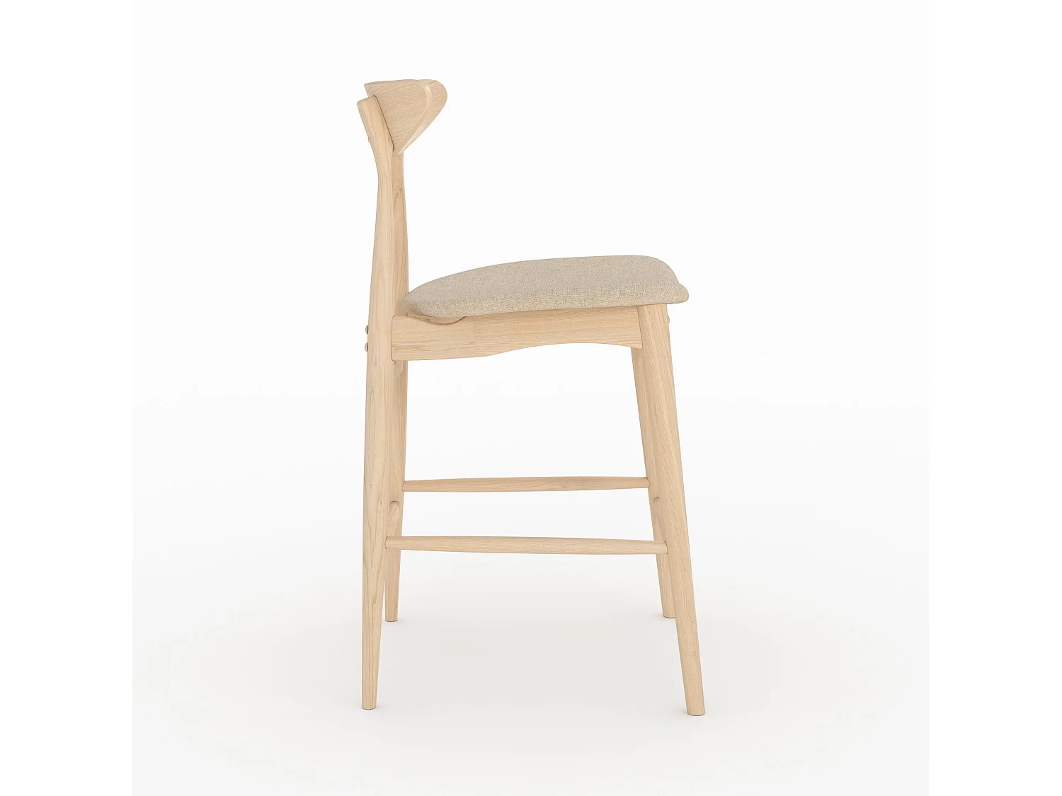Lot de 2 chaises pour ilot central 63,5 cm en tissu beige et bois - Josette