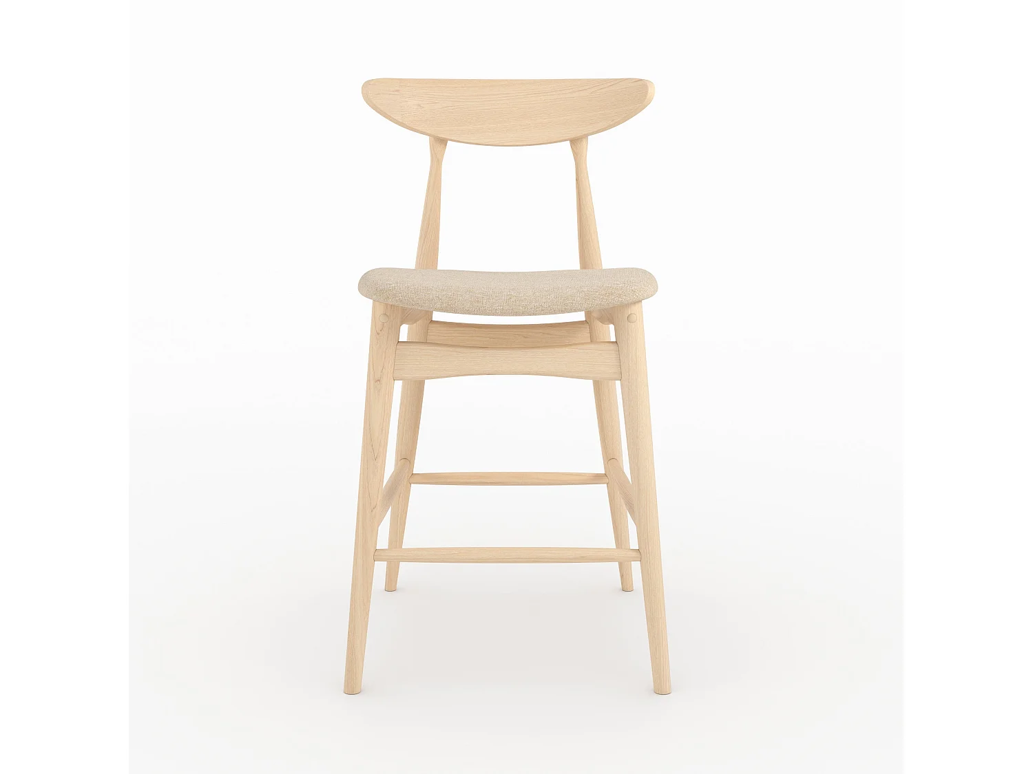 Lot de 2 chaises pour ilot central 63,5 cm en tissu beige et bois - Josette