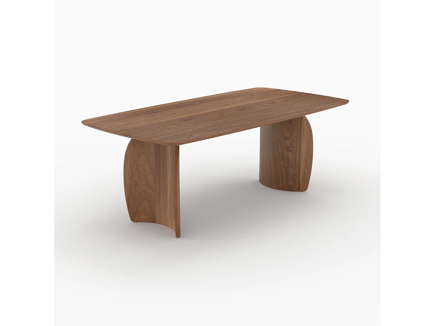 Table rectangulaire 6 places en bois contreplaqué et placage en noyer - Asma