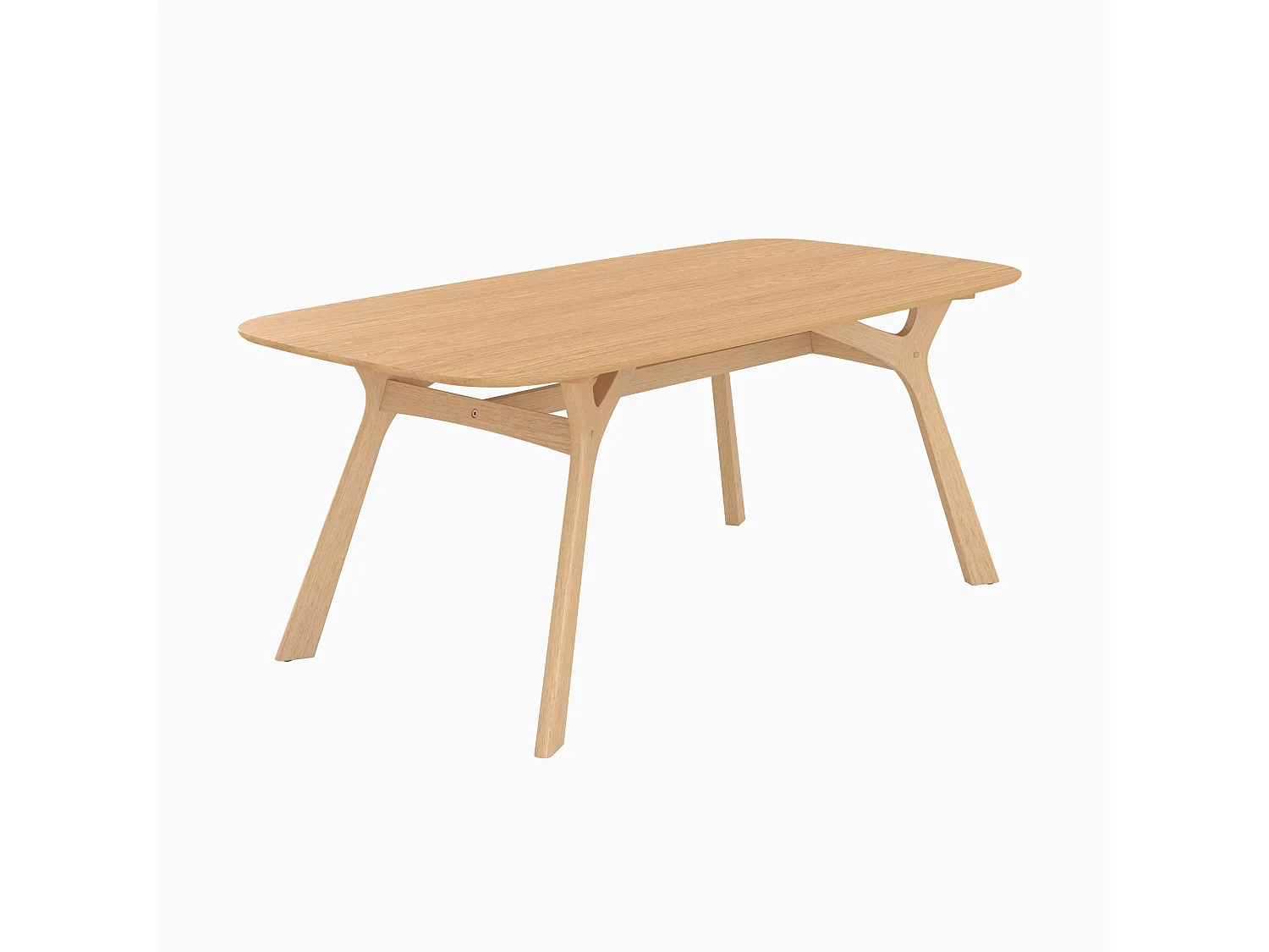 Table rectangulaire 6 places en bois d'hévéa massif et placage 180 cm - Paula