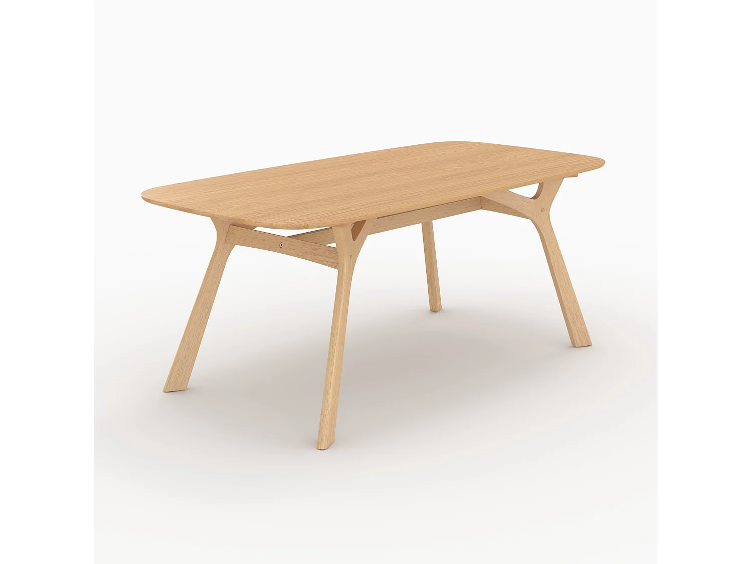 Table rectangulaire 6 places en bois d'hévéa massif et placage 180 cm - Paula
