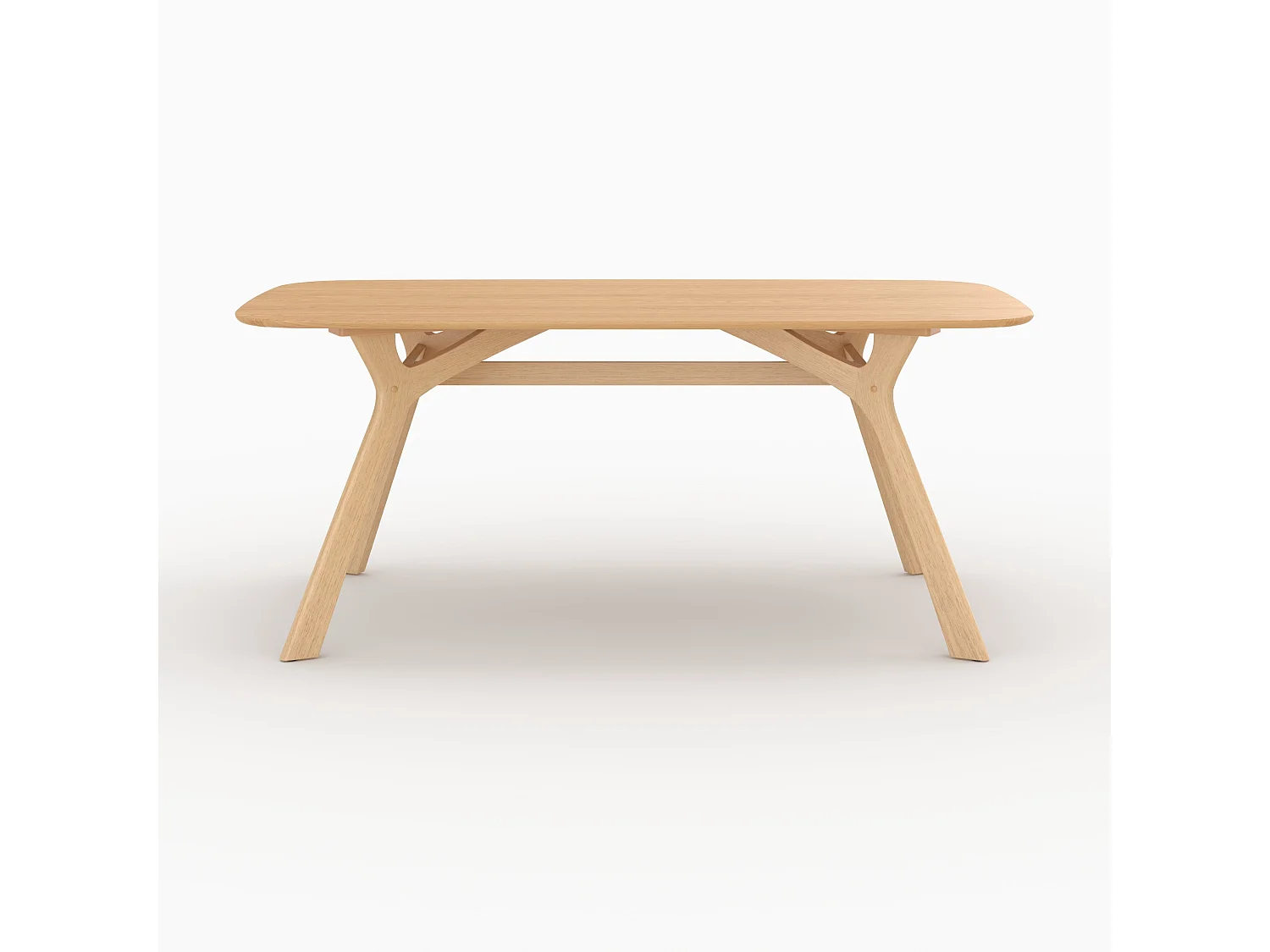 Table rectangulaire 6 places en bois d'hévéa massif et placage 180 cm - Paula