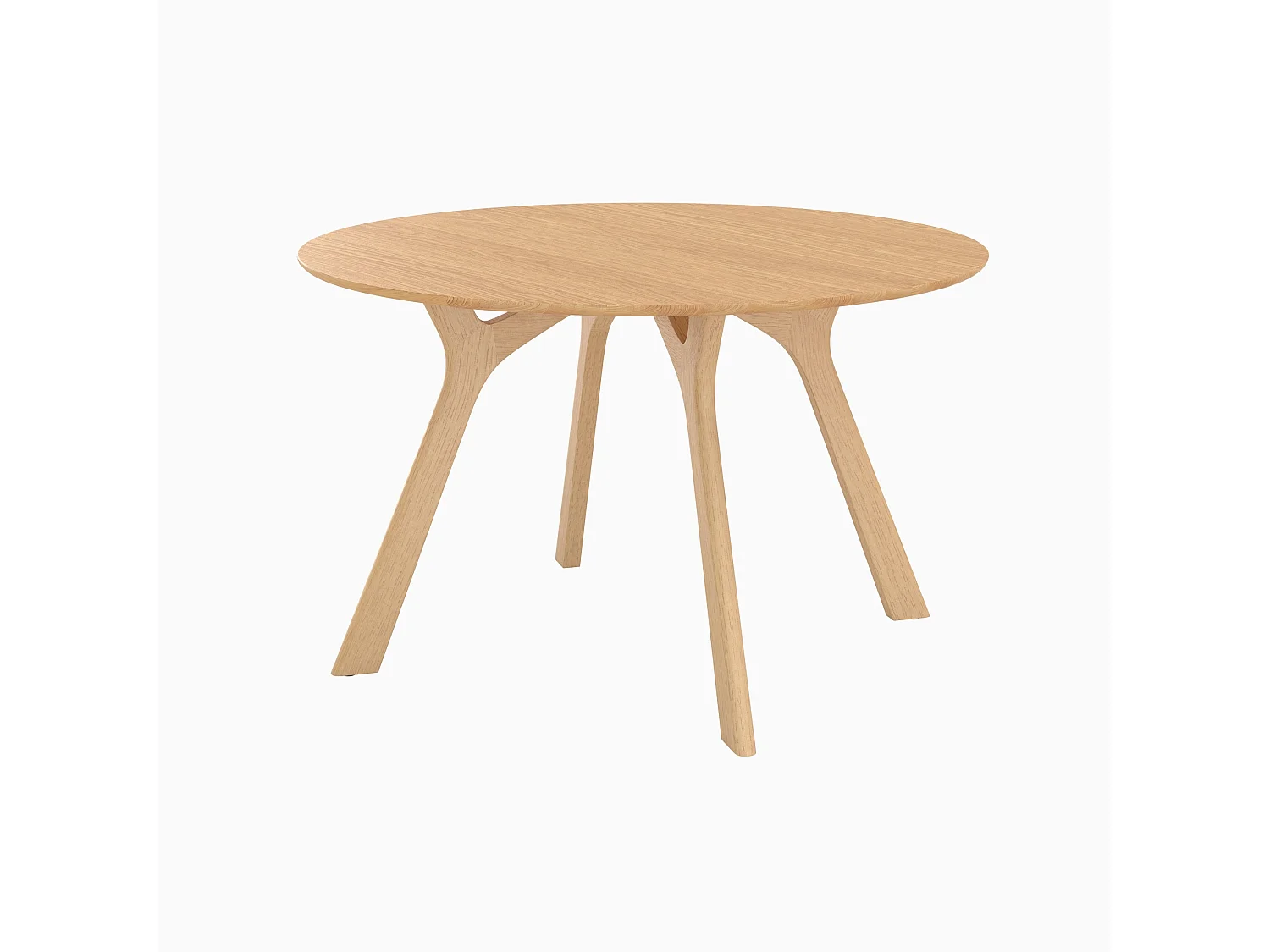Table ronde 4 personnes en bois d'hévéa massif et placage D120 cm - Izzi