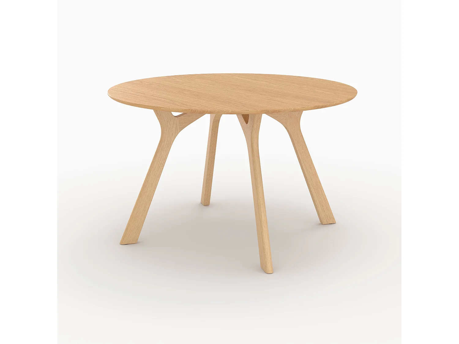 Table ronde 4 personnes en bois d'hévéa massif et placage D120 cm - Izzi