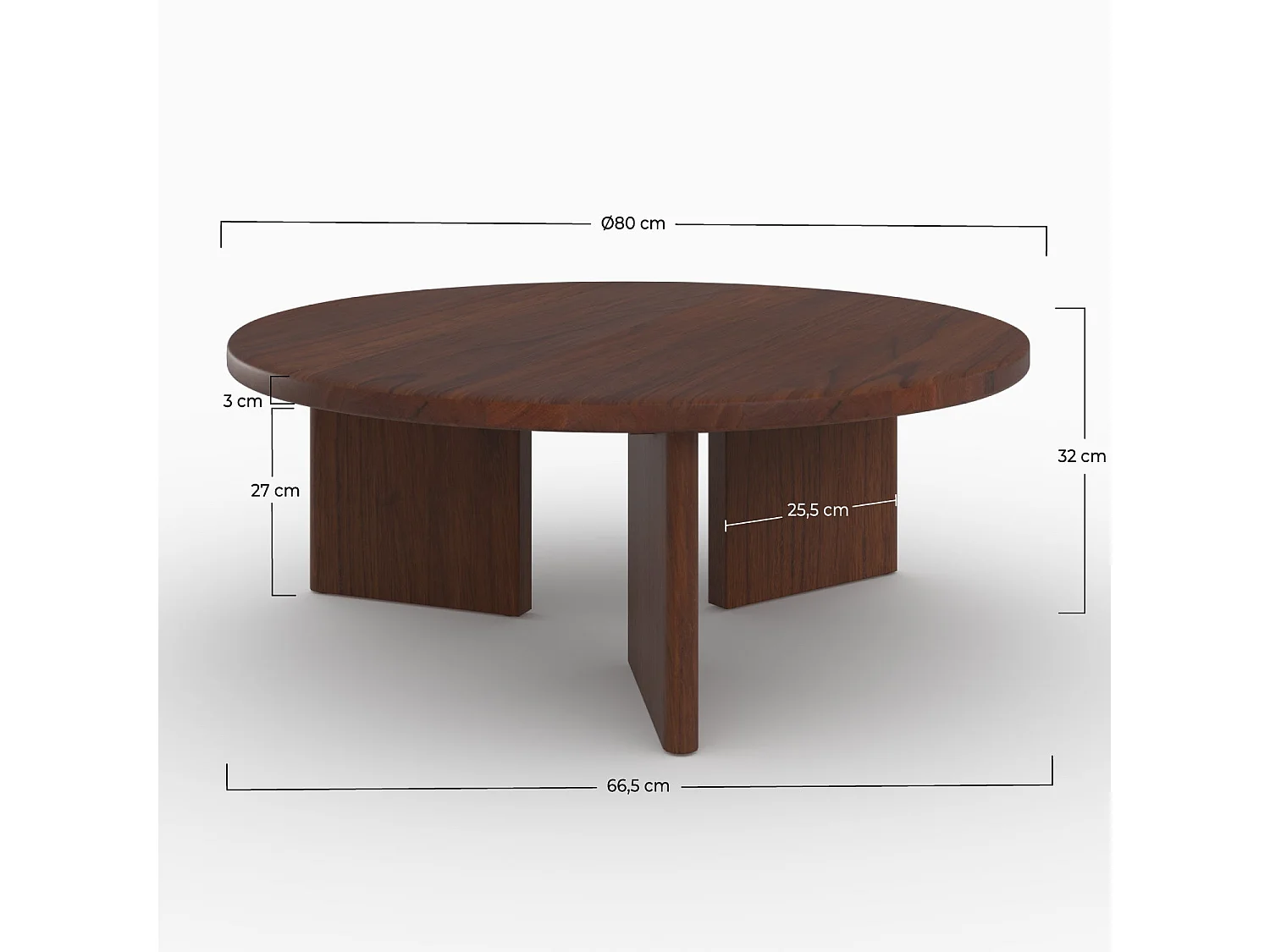 Tavolino rotondo in legno massello di mindi scuro D80 cm - Galia