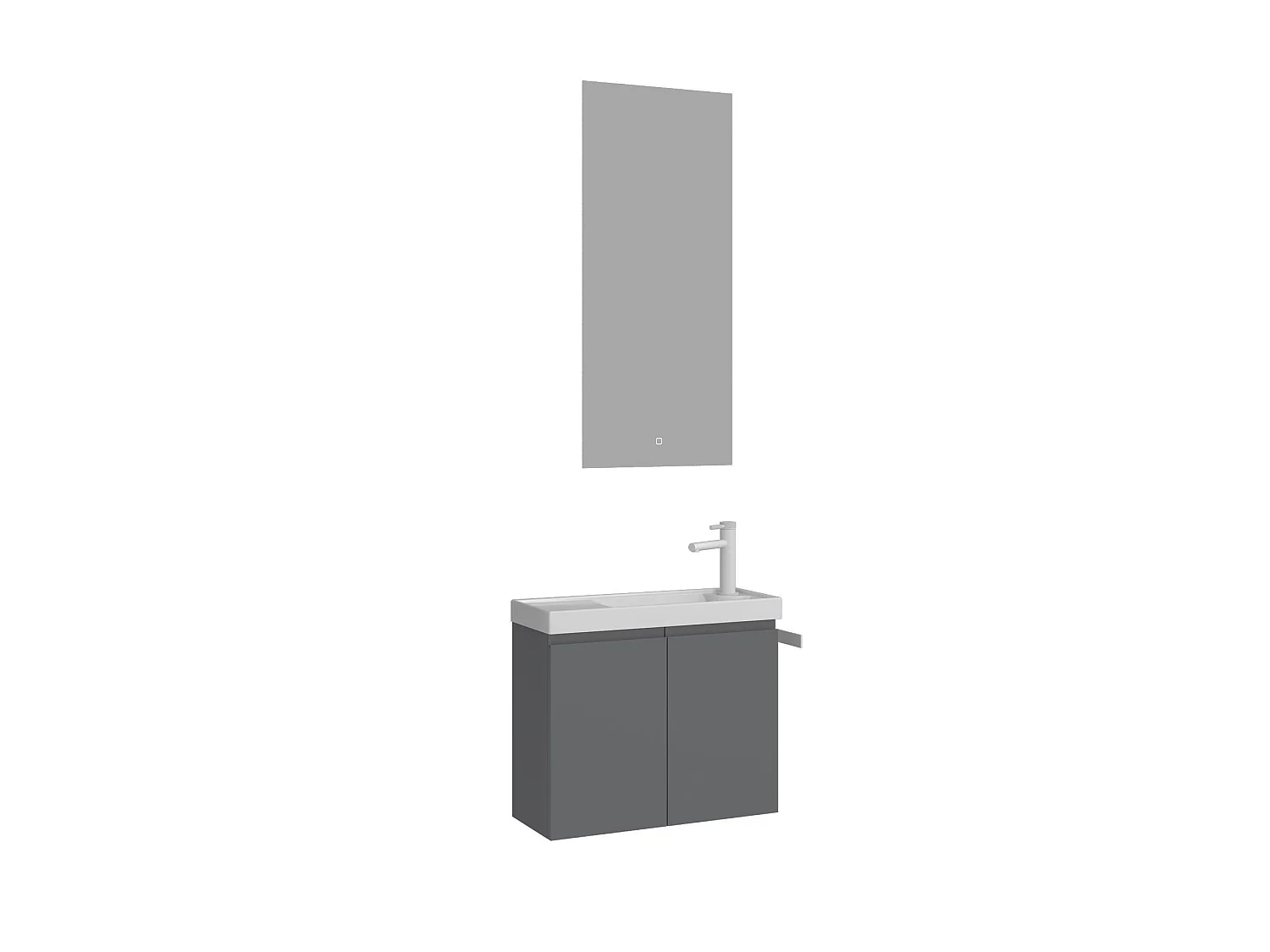 Ensemble Meuble Vasque avec Miroir (2 Pièces) "Ferla 60" - 60 x 22 x 50 cm - Matte Grey