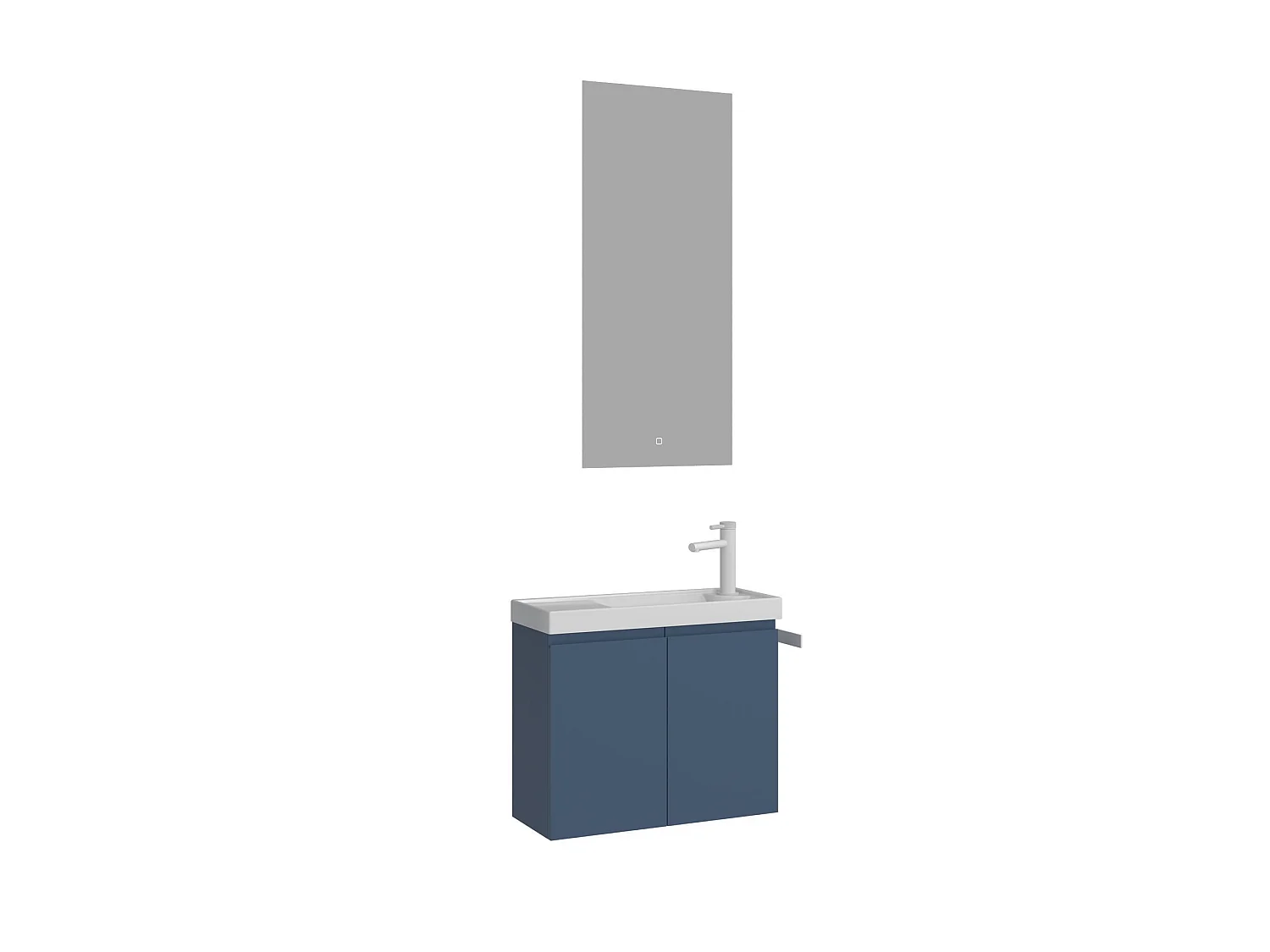 Ensemble Meuble Vasque avec Miroir (2 Pièces) "Ferla 60" - 60 x 22 x 50 cm - Matte Blue