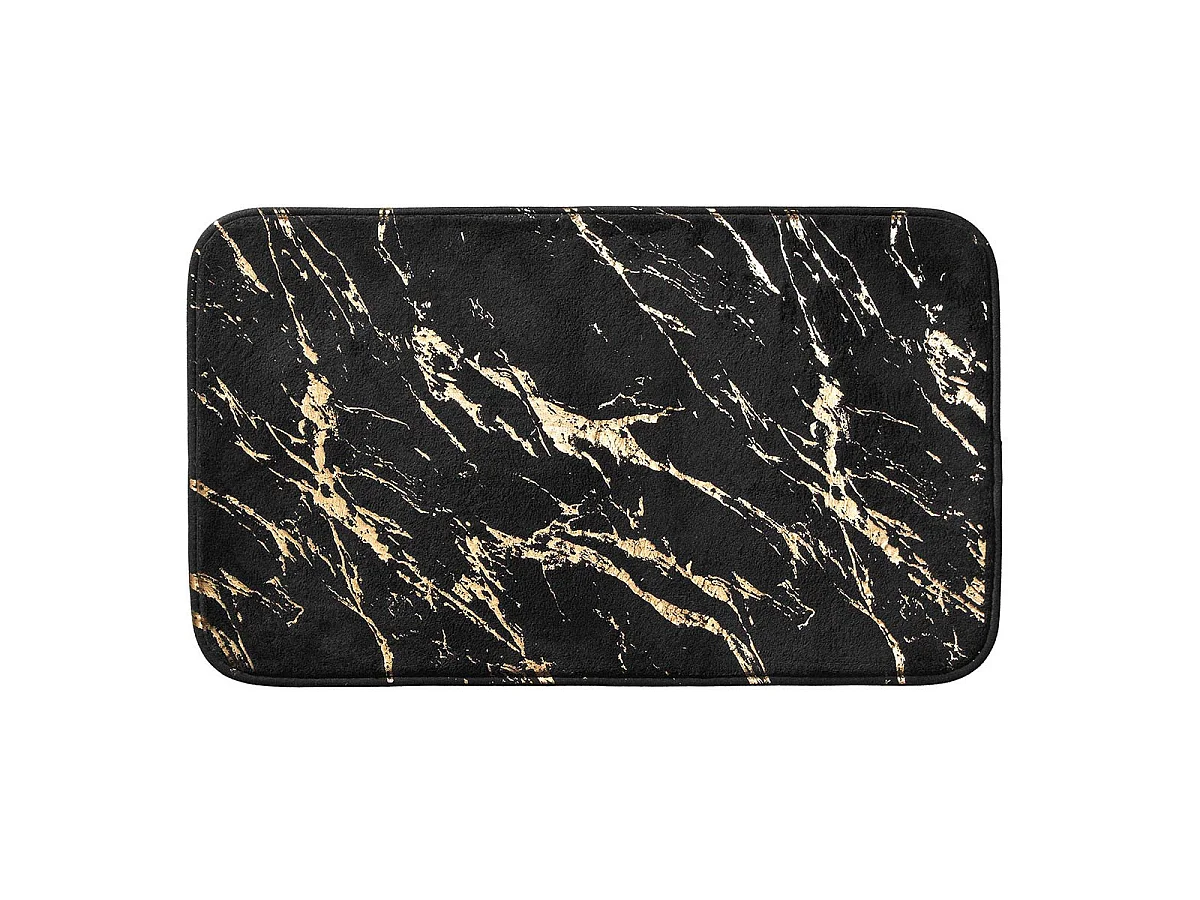 Tapis de Bain Imprimé "Aquamarbre" 45x75cm Noir & Or