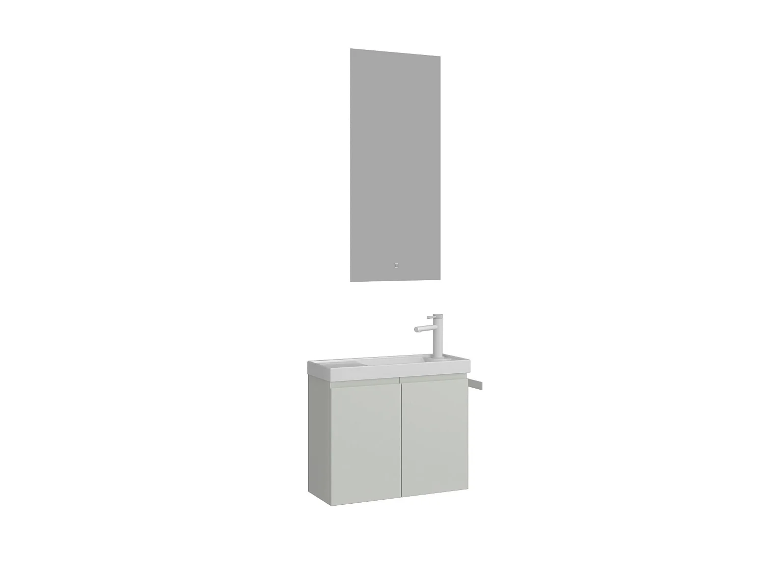 Ensemble Meuble Vasque avec Miroir (2 Pièces) "Ferla 60" - 60 x 22 x 50 cm - Matte Cashmere