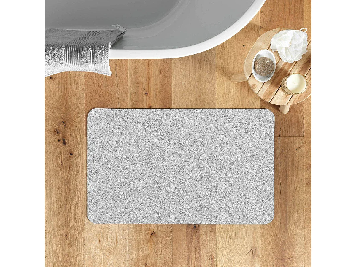 Tapis de Bain Ultra-Absorbant "Granite" 50x80cm Gris