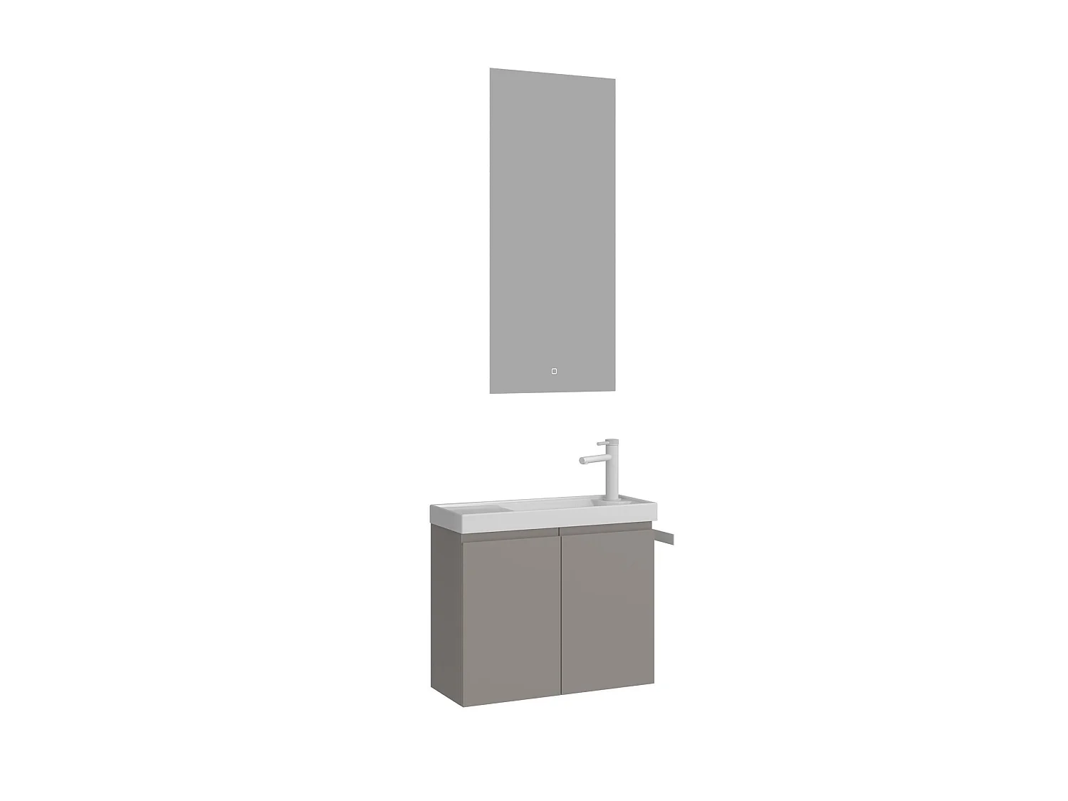 Ensemble Meuble Vasque avec Miroir (2 Pièces) "Ferla 60" - 60 x 22 x 50 cm - Matte Mink