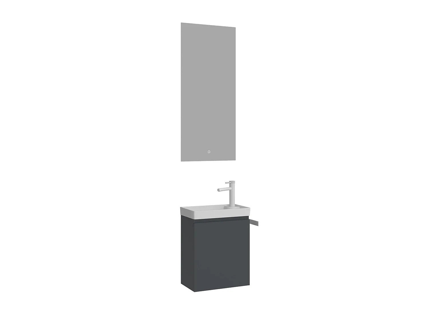 Ensemble Meuble Vasque avec Miroir (2 Pièces) "Ferla 40" - 40 x 22 x 50 cm - Matte Anthracite