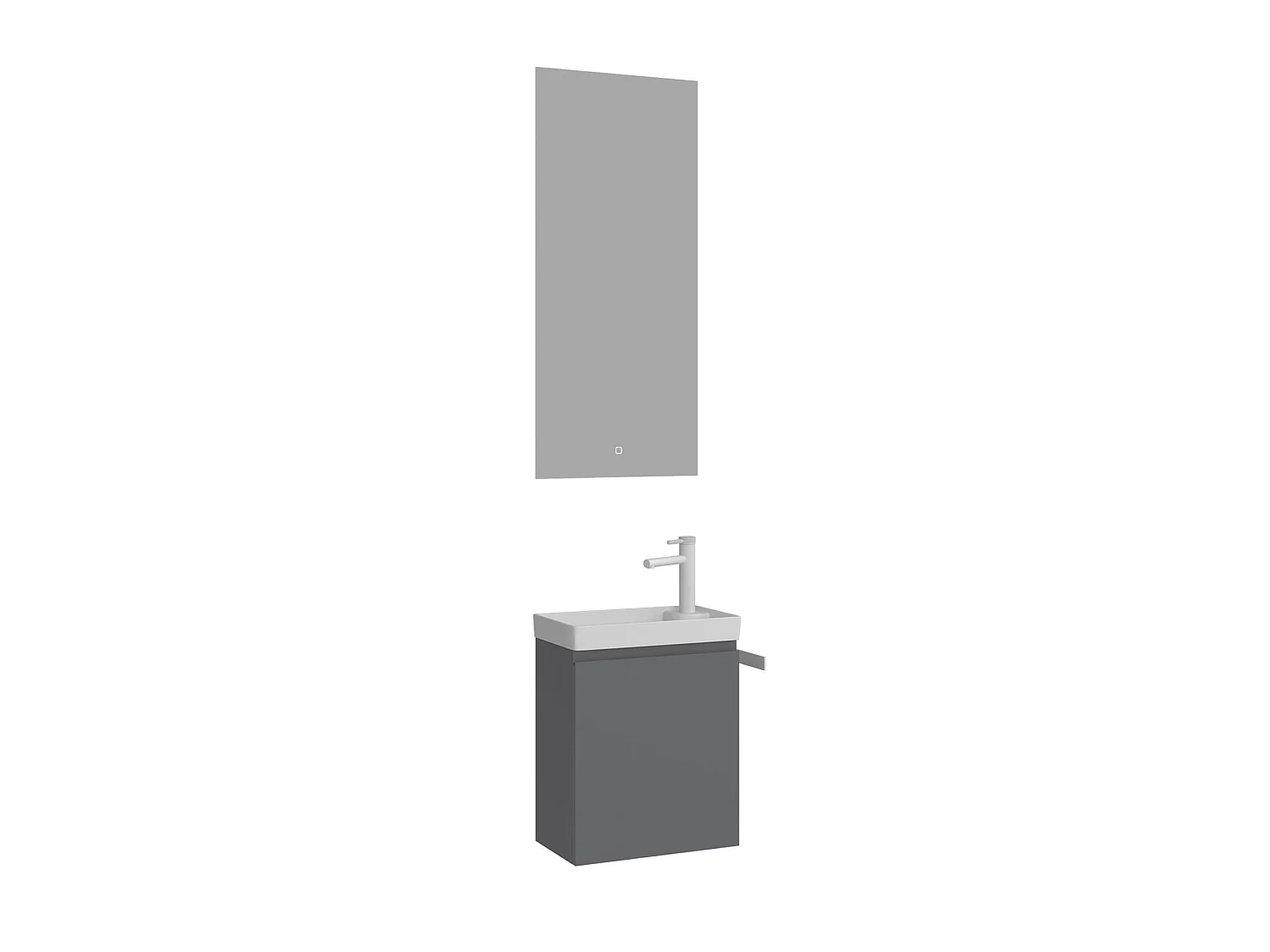 Ensemble Meuble Vasque avec Miroir (2 Pièces) "Ferla 40" - 40 x 22 x 50 cm - Matte Grey