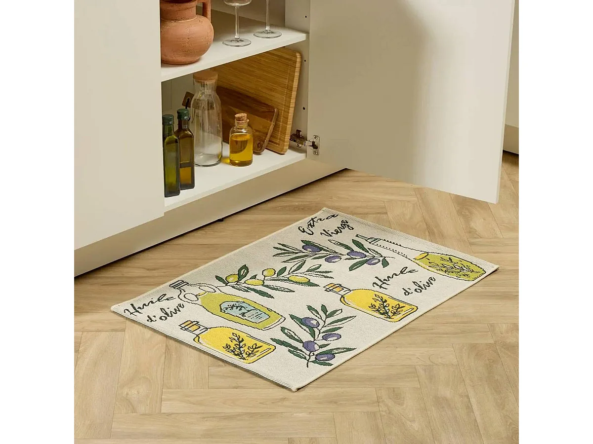 Tapis de Cuisine Antidérapant "Garrigue" 60x90cm Beige
