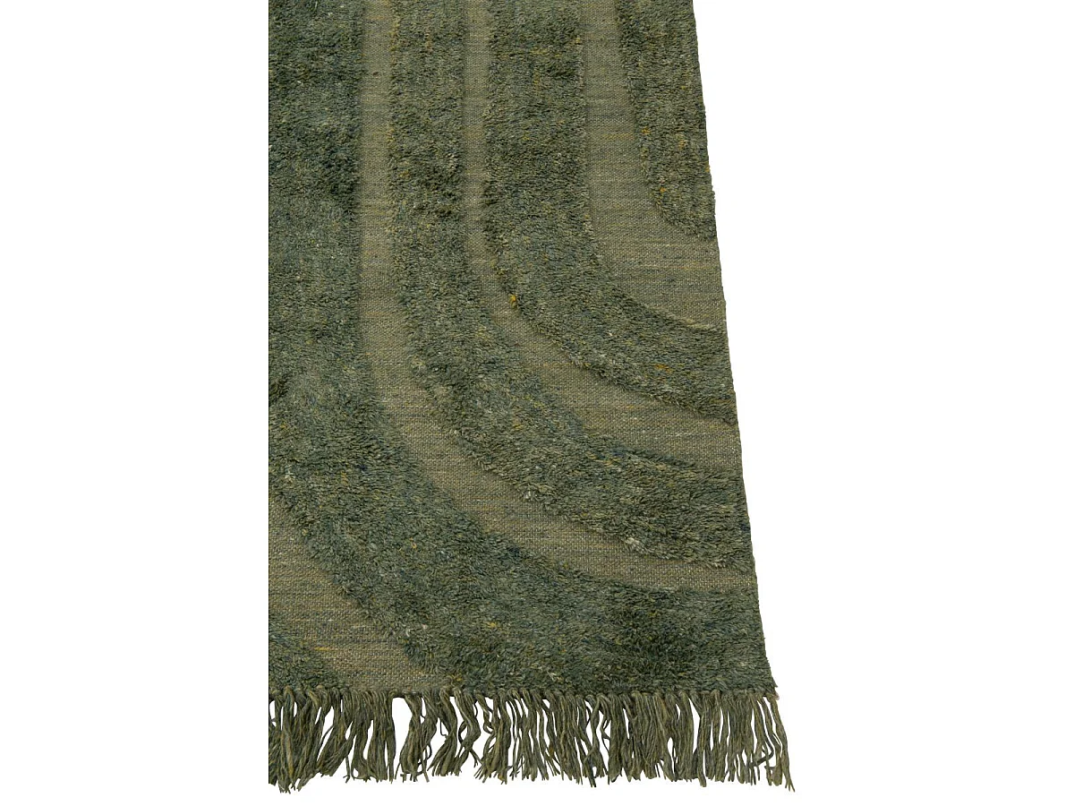 Tapis Déco en Laine "Lignes Arrondies" 200x300cm Kaki