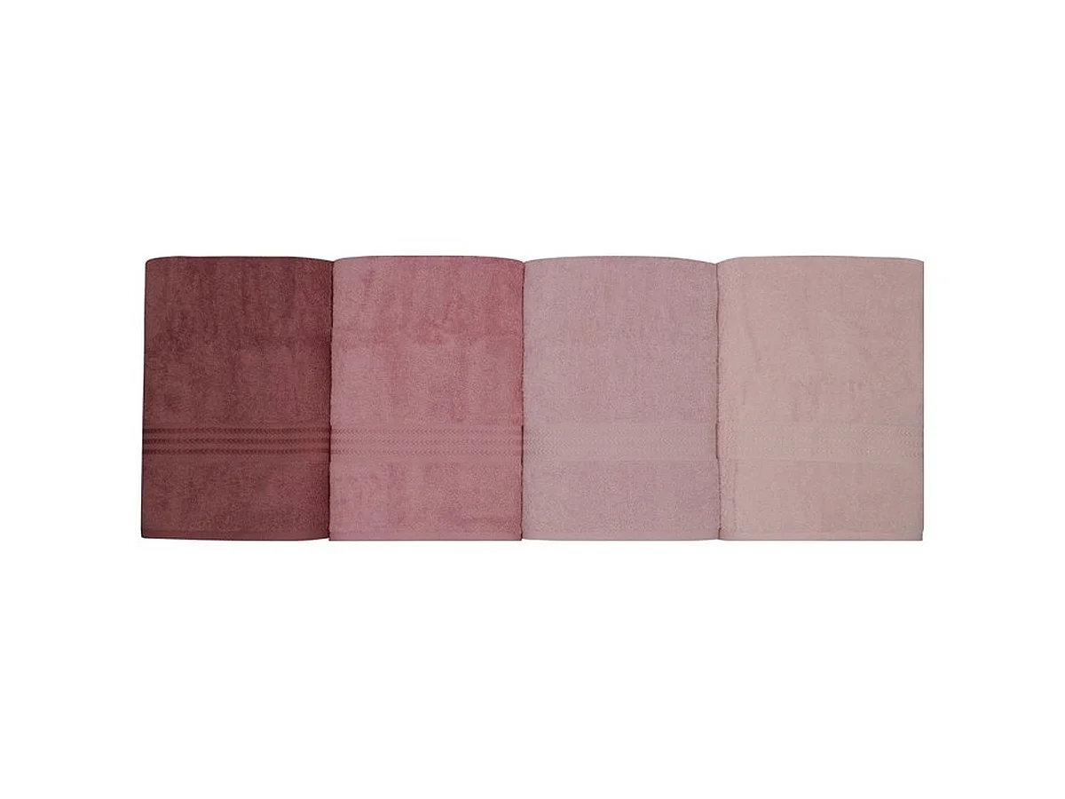 Ensemble de 4 serviettes de bain Rose Poudre 100% Coton 70 x 140 cm - Mansion