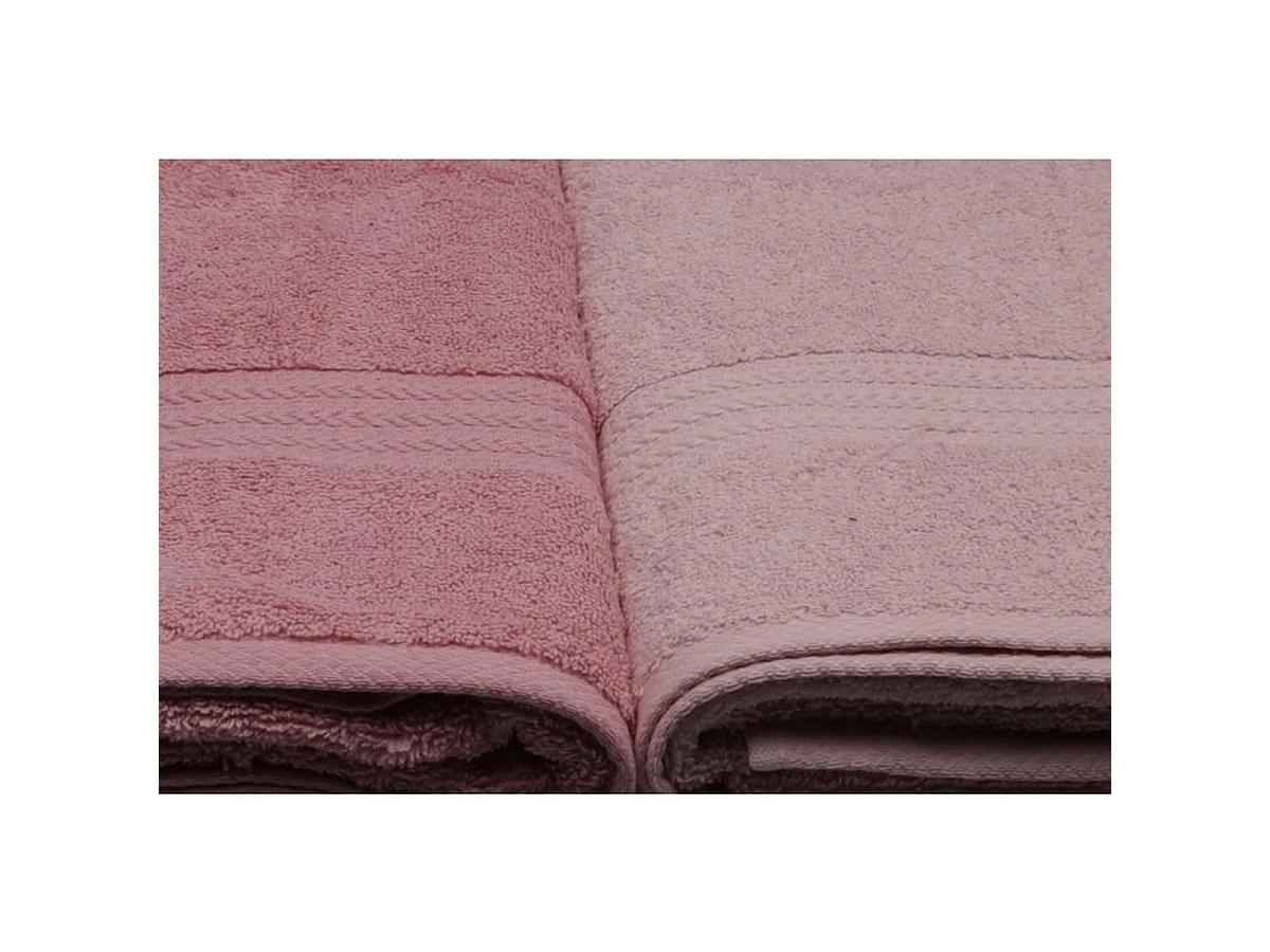 Ensemble de 4 serviettes de bain Rose Poudre 100% Coton 70 x 140 cm - Mansion