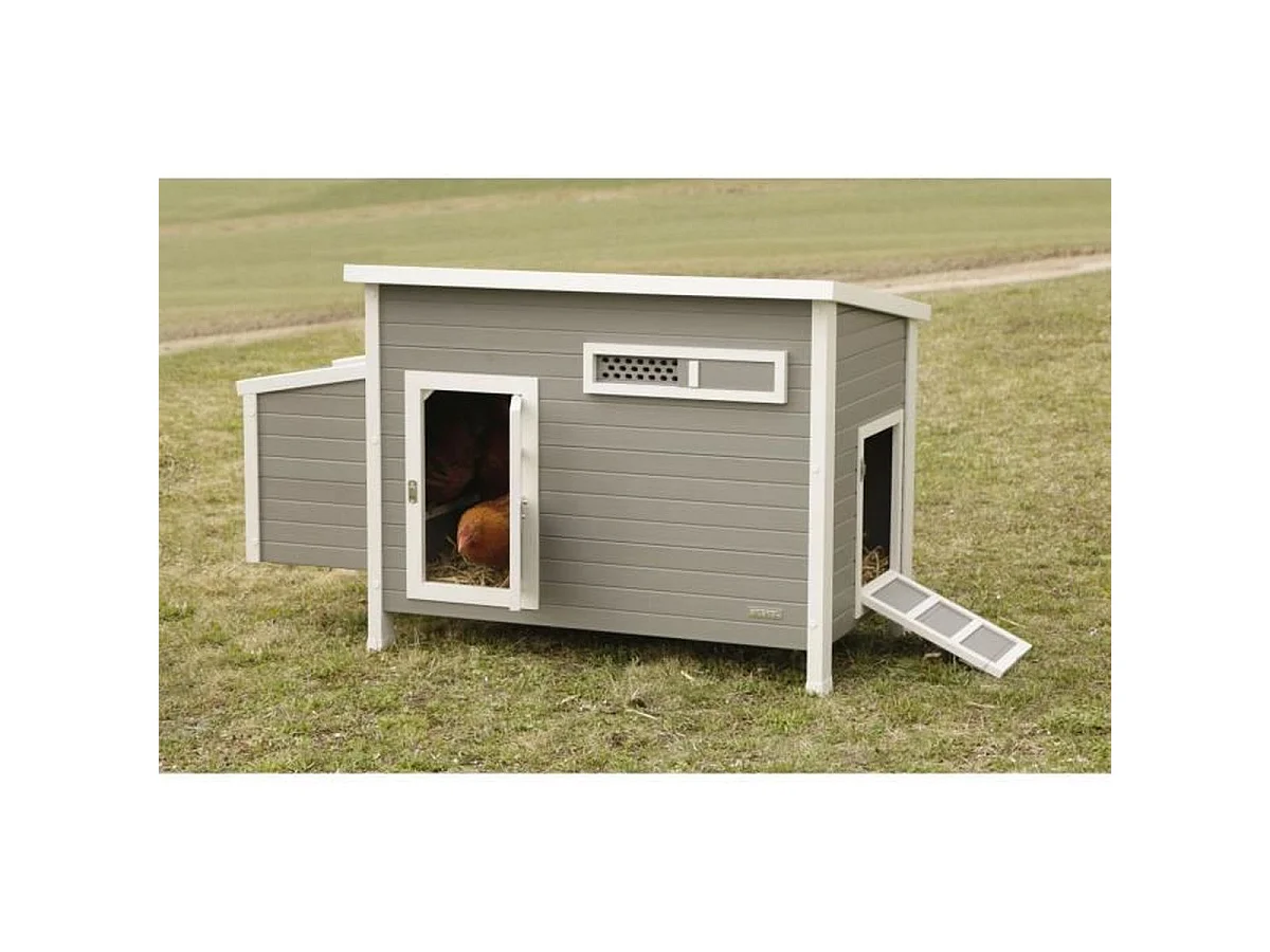 Poulailler Kerbl Barney ECO 137 x 73 x 83 cm – Gris et blanc