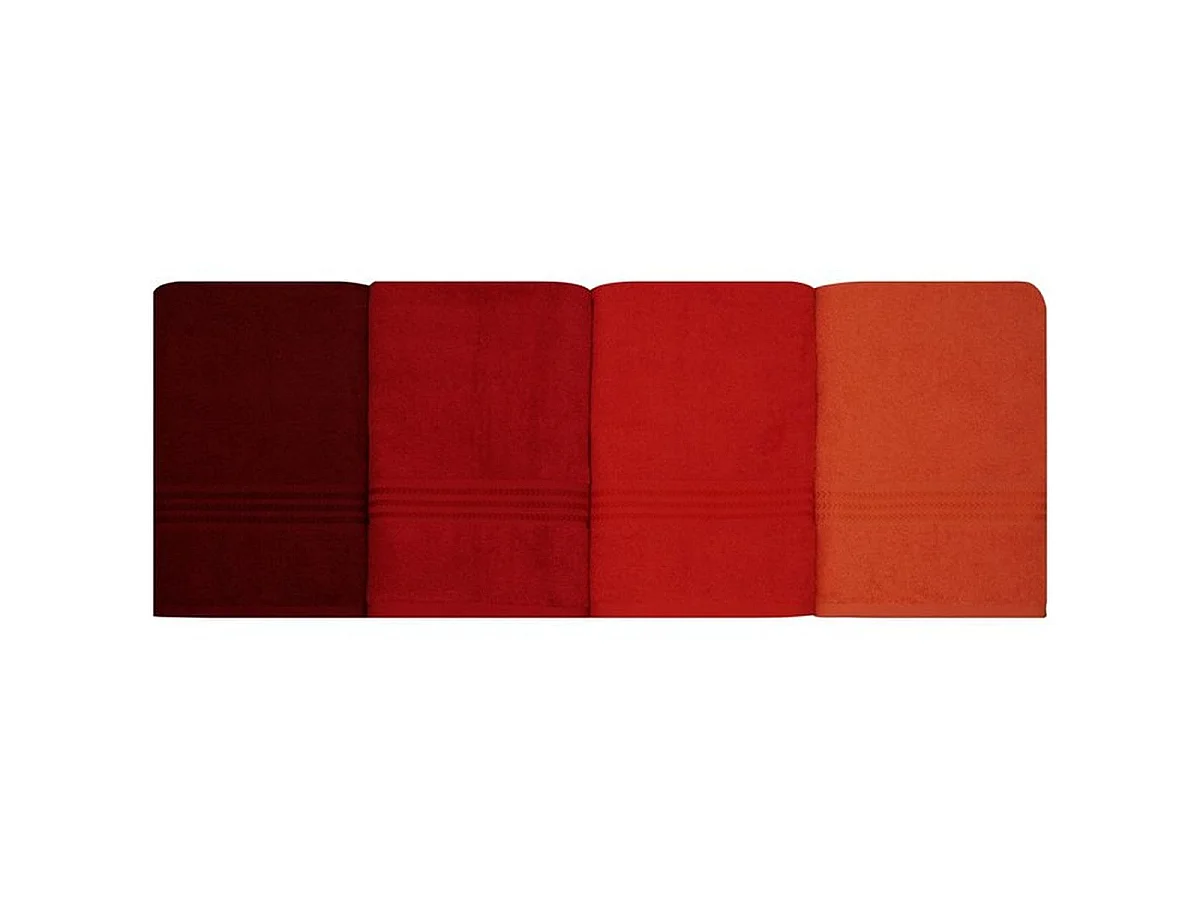 Set de 4 serviettes de bain orange 100% coton 70 x 140 cm