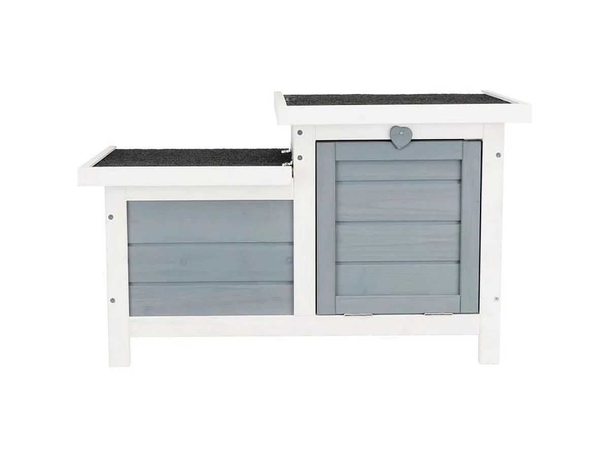 TRIXIE Clapier Habitat Natura en bois 70 x 43 x 45 cm - Blanc et gris
