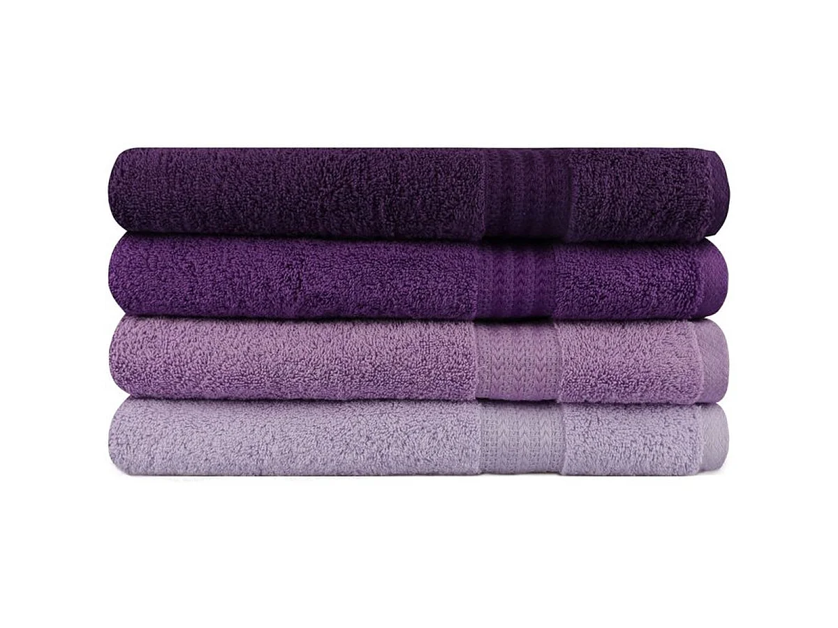Ensemble de 4 serviettes de bain violet 100% coton 70 x 140 cm - Dégradé