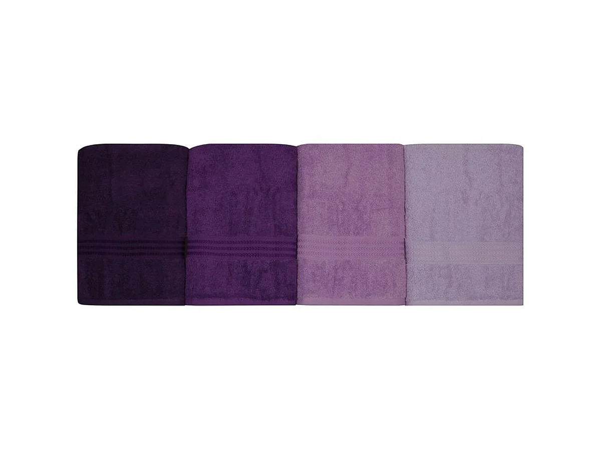 Ensemble de 4 serviettes de bain violet 100% coton 70 x 140 cm - Dégradé