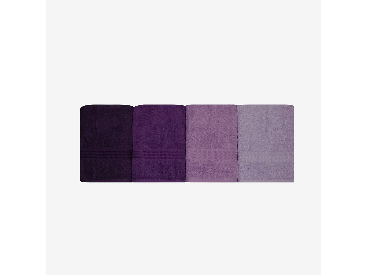 Ensemble de 4 serviettes de bain violet 100% coton 70 x 140 cm - Dégradé