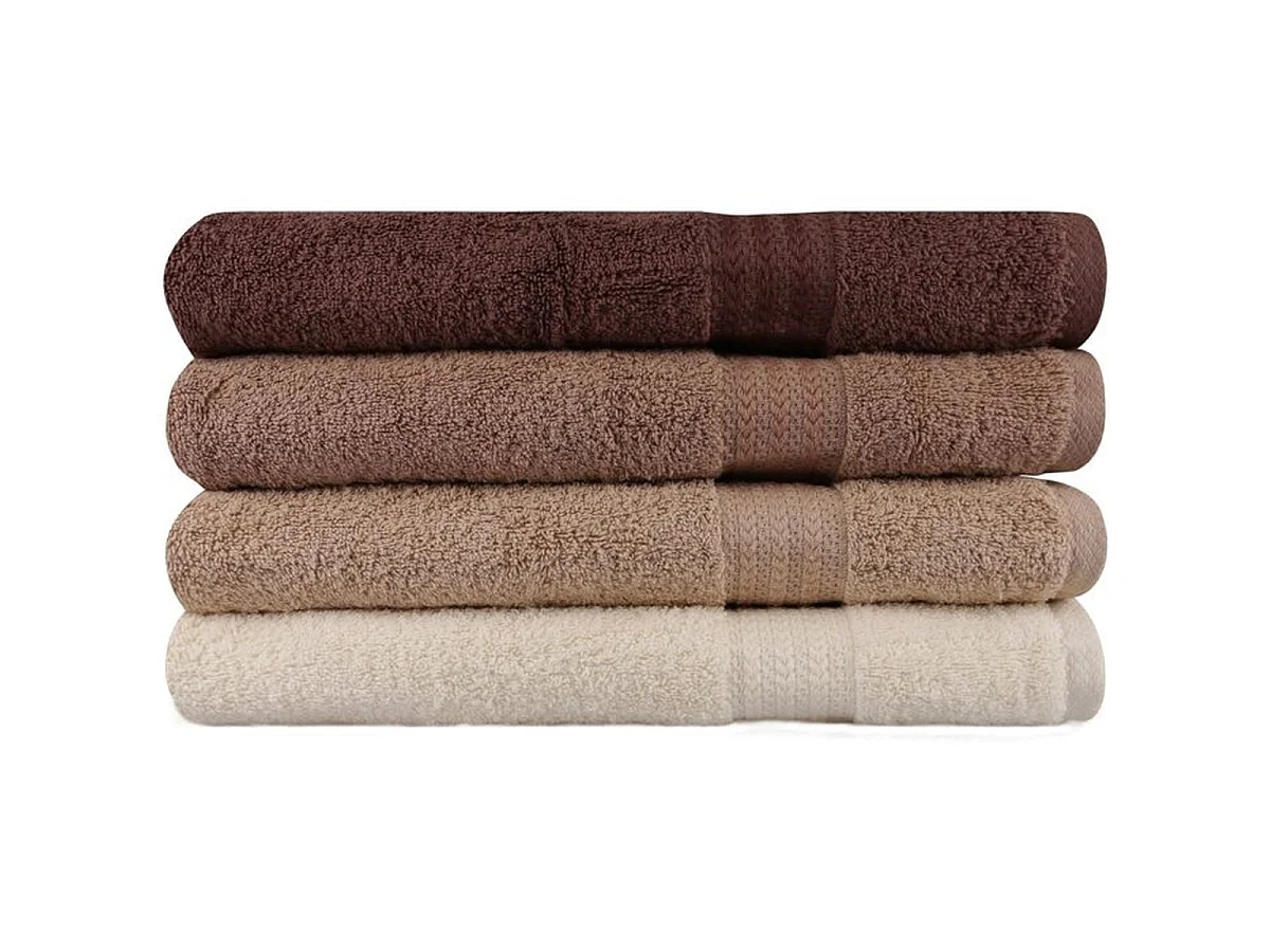 Ensemble de 4 serviettes de bain 100% coton 70 x 140 cm - Crème