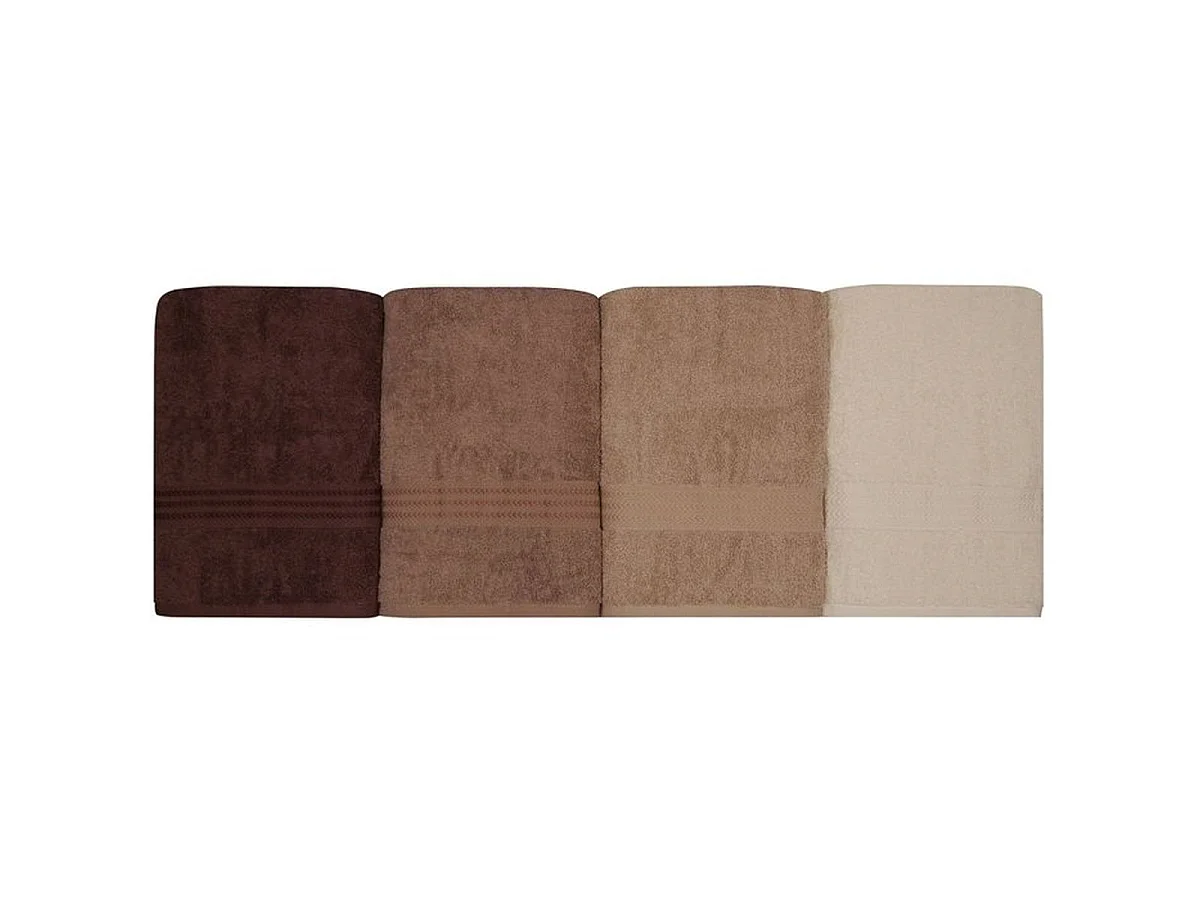 Ensemble de 4 serviettes de bain 100% coton 70 x 140 cm - Crème
