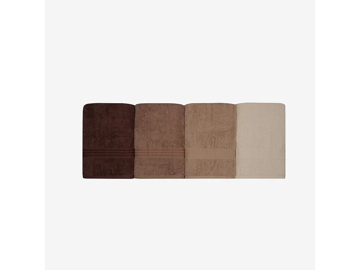 Ensemble de 4 serviettes de bain 100% coton 70 x 140 cm - Crème