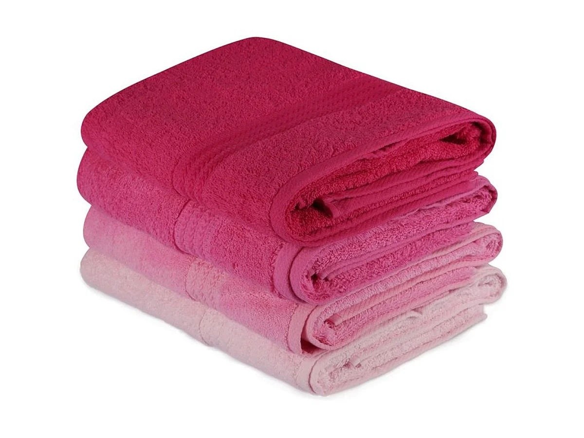 Ensemble de 4 serviettes de bain ASIR 70 x 140 cm - Nuances de rose