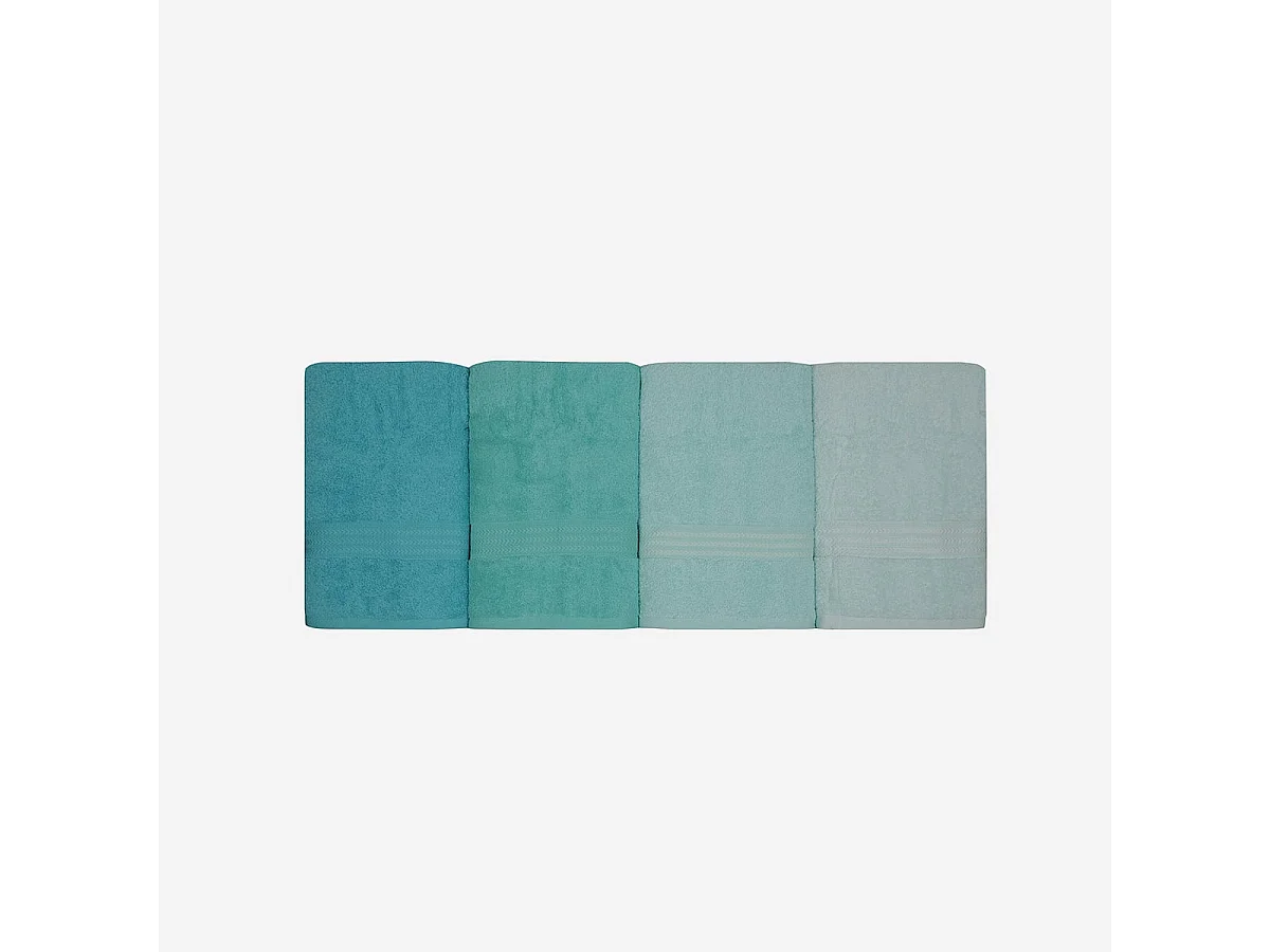 Ensemble de 4 serviettes de bain 70 x 140 cm vert menthe - 100% coton