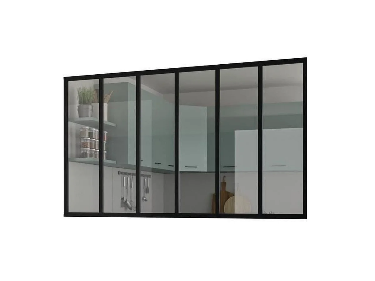 Paroi fixe OPTIMUM 6 panneaux en aluminium et verre trempé noir sablé 117 x 201,5 cm