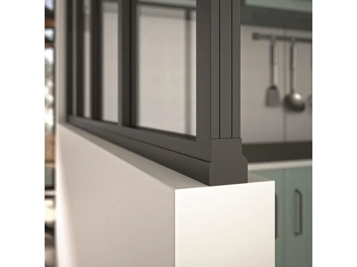 Paroi fixe OPTIMUM 6 panneaux en aluminium et verre trempé noir sablé 117 x 201,5 cm