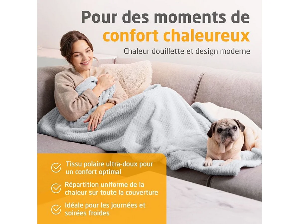 Couverture chauffante réversible MEDISANA HB 416 120 W, 9 réglages, 180 x 130 cm - Gris