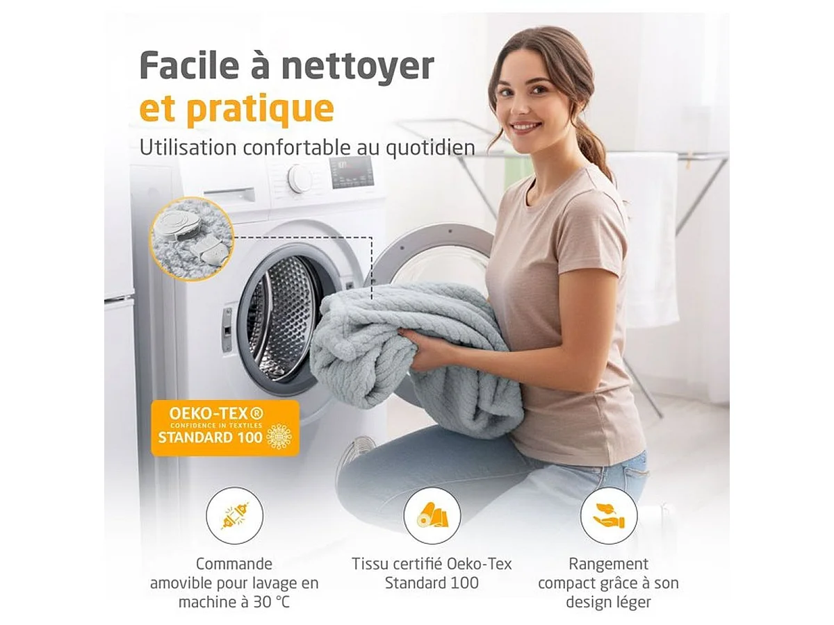 Couverture chauffante réversible MEDISANA HB 416 120 W, 9 réglages, 180 x 130 cm - Gris