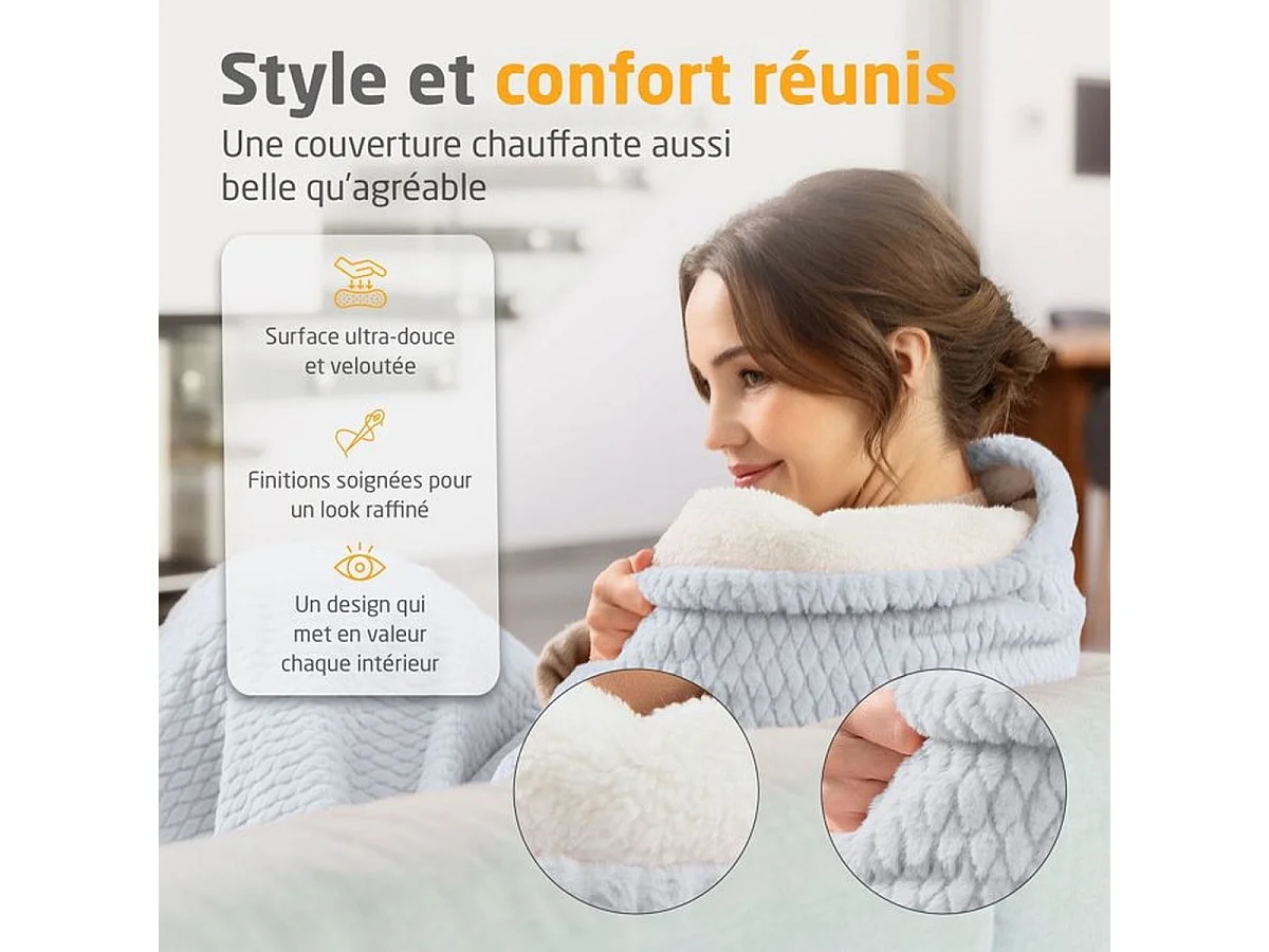 Couverture chauffante réversible MEDISANA HB 416 120 W, 9 réglages, 180 x 130 cm - Gris