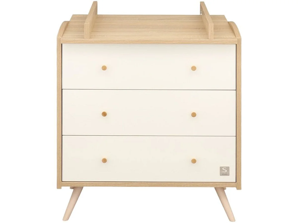 SAUTHON Access Pack Commode à langer 3 tiroirs avec dispositif à langer 55,5 x 76 cm - Blanc/Bois
