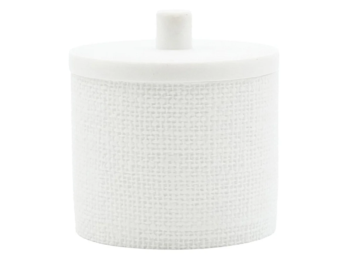 Pot à Cotons Effet Tissé "Spa" 10cm Blanc