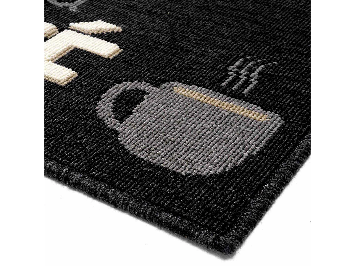 Tapis de Cuisine "Breakfast" 50x120cm Noir